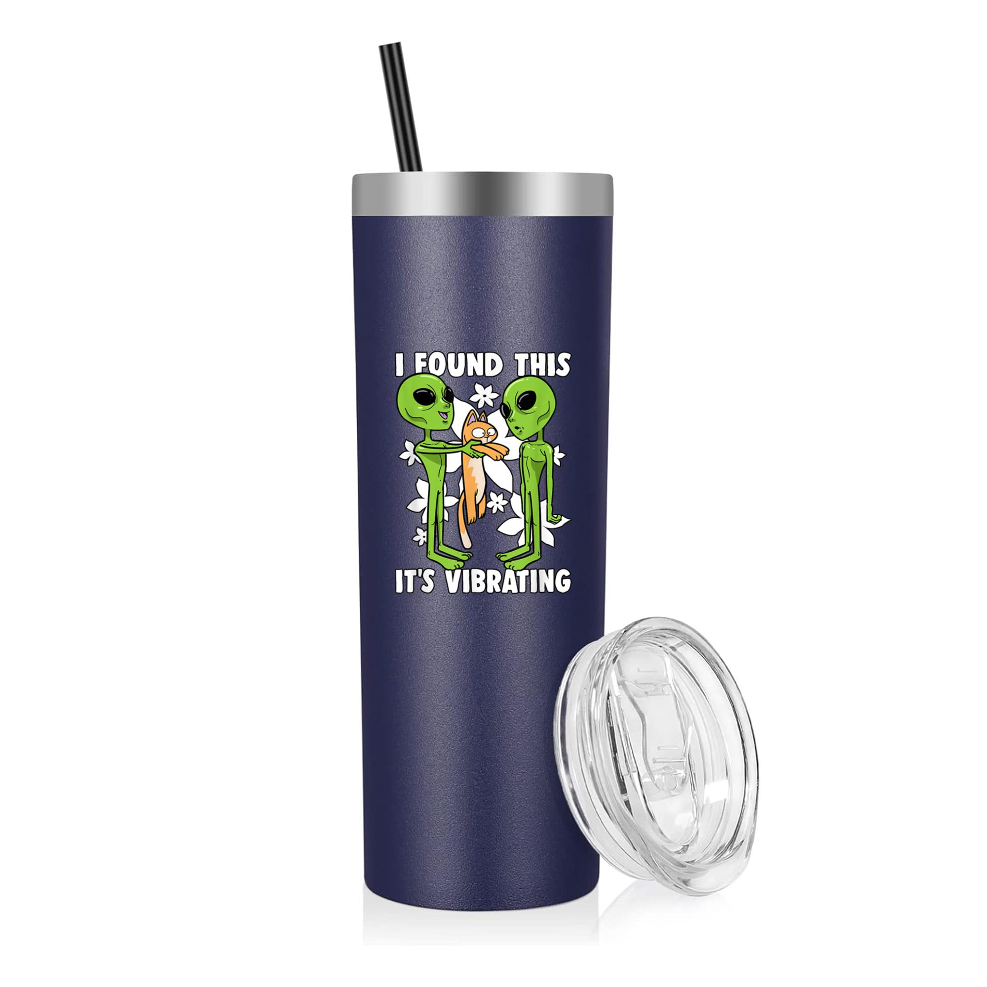 Alien Cat I Found This Its Vibrating Ufo 20oz Stainless Steel Tumbler - Image 4