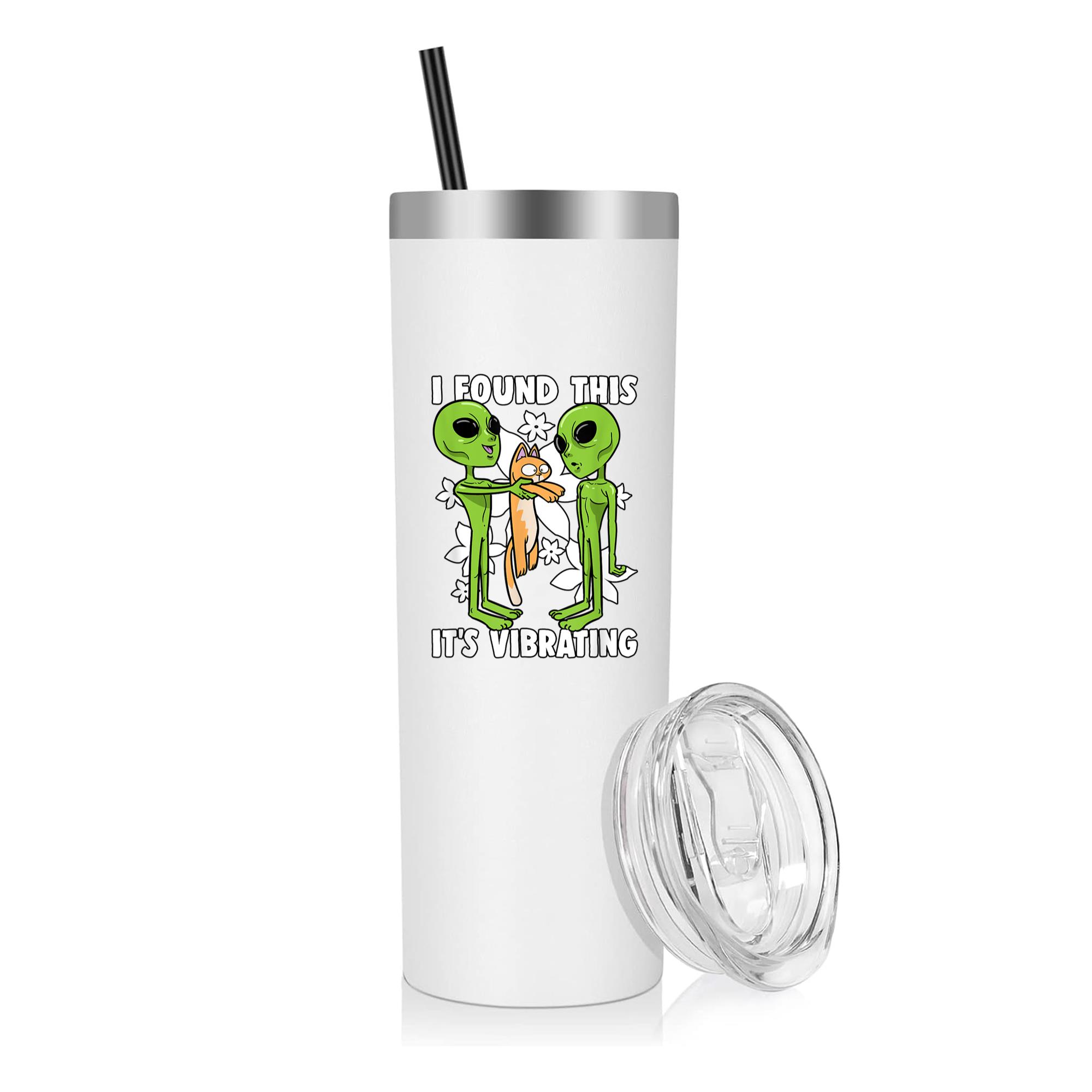 Alien Cat I Found This Its Vibrating Ufo 20oz Stainless Steel Tumbler - Image 2