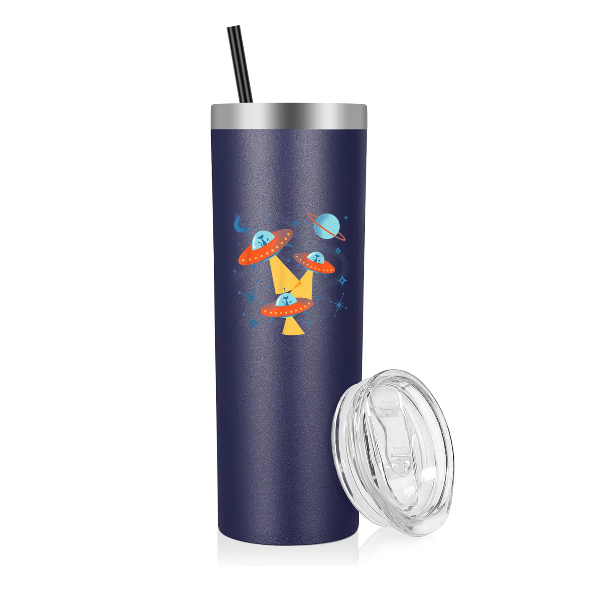 Atomic Age Space Cadets Cats In Retro Flying Saucer UFOs 20oz Stainless Steel Tumbler - Image 4