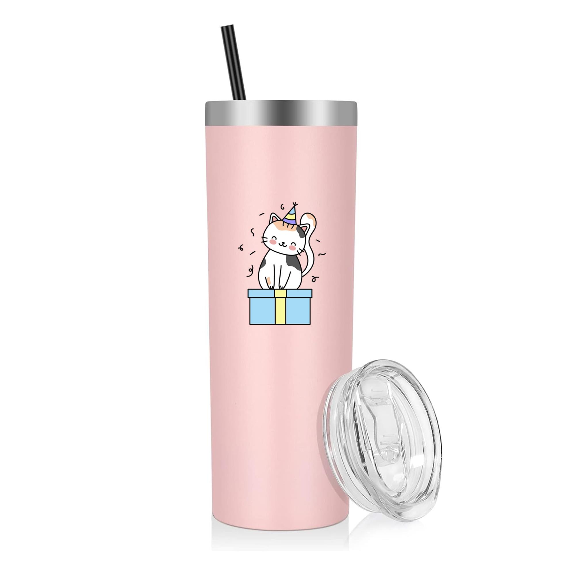 Birthday Cute Cat Gift 20oz Stainless Steel Tumbler