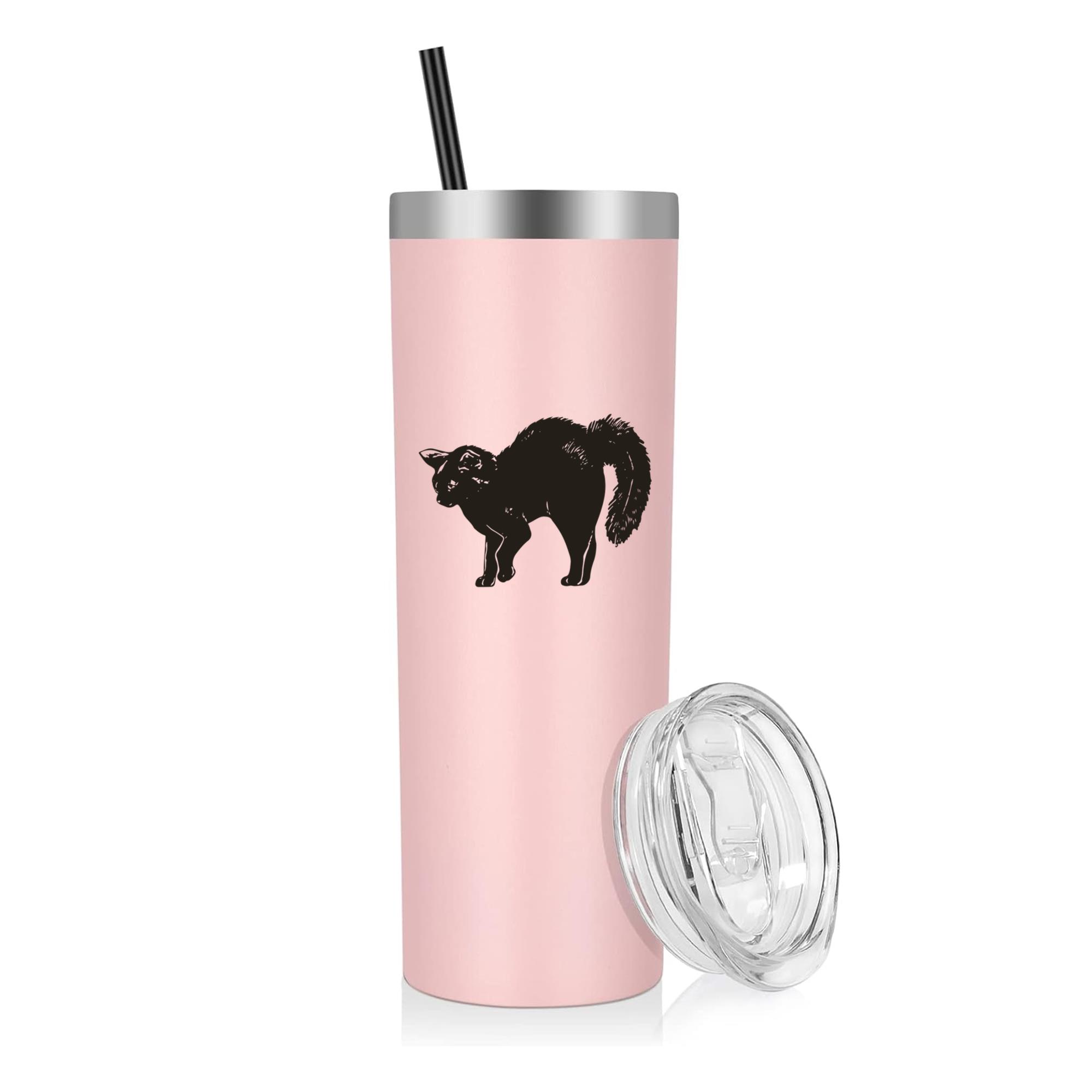 Black Cat Realistic Halloween 20oz Stainless Steel Tumbler