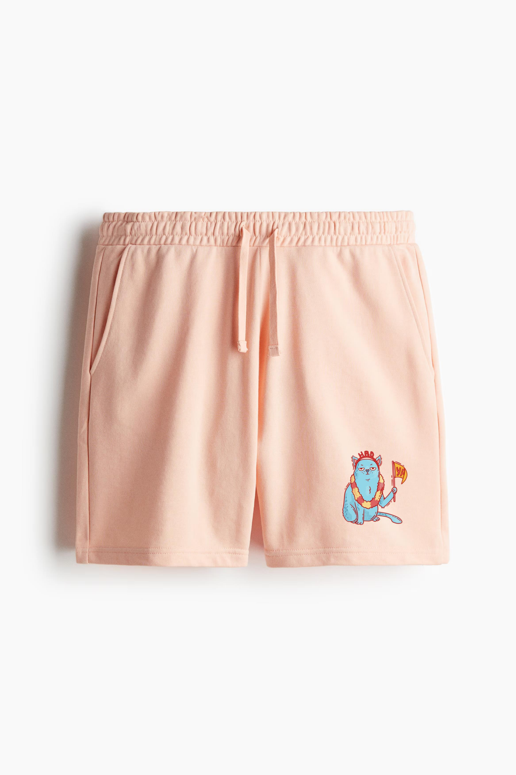 Blue Cat Wearing A Hawaiian Lei And Holding A Flag Relaxed-Fit Shorts - Image 3