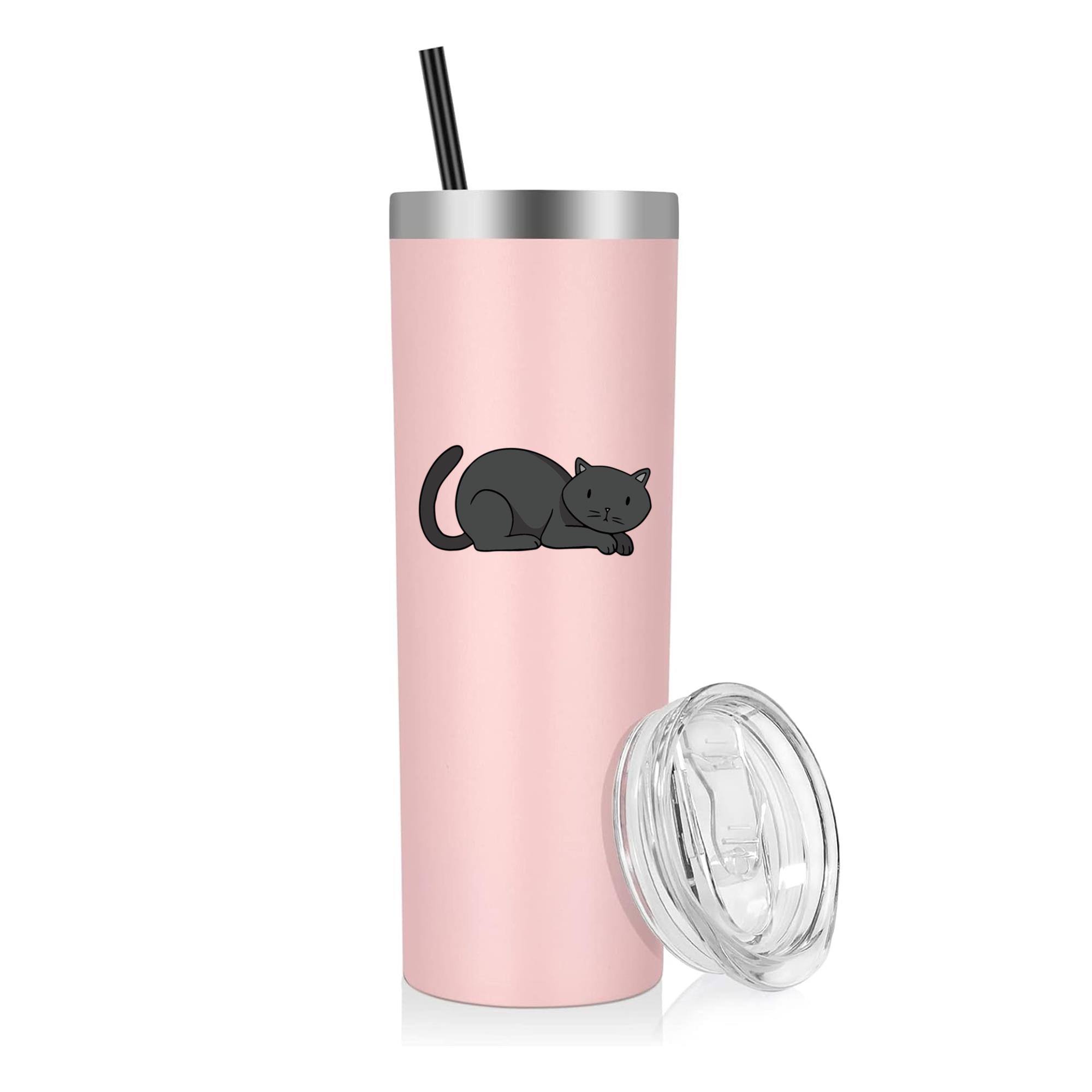 Cartoon Black Cat Icon 20oz Stainless Steel Tumbler