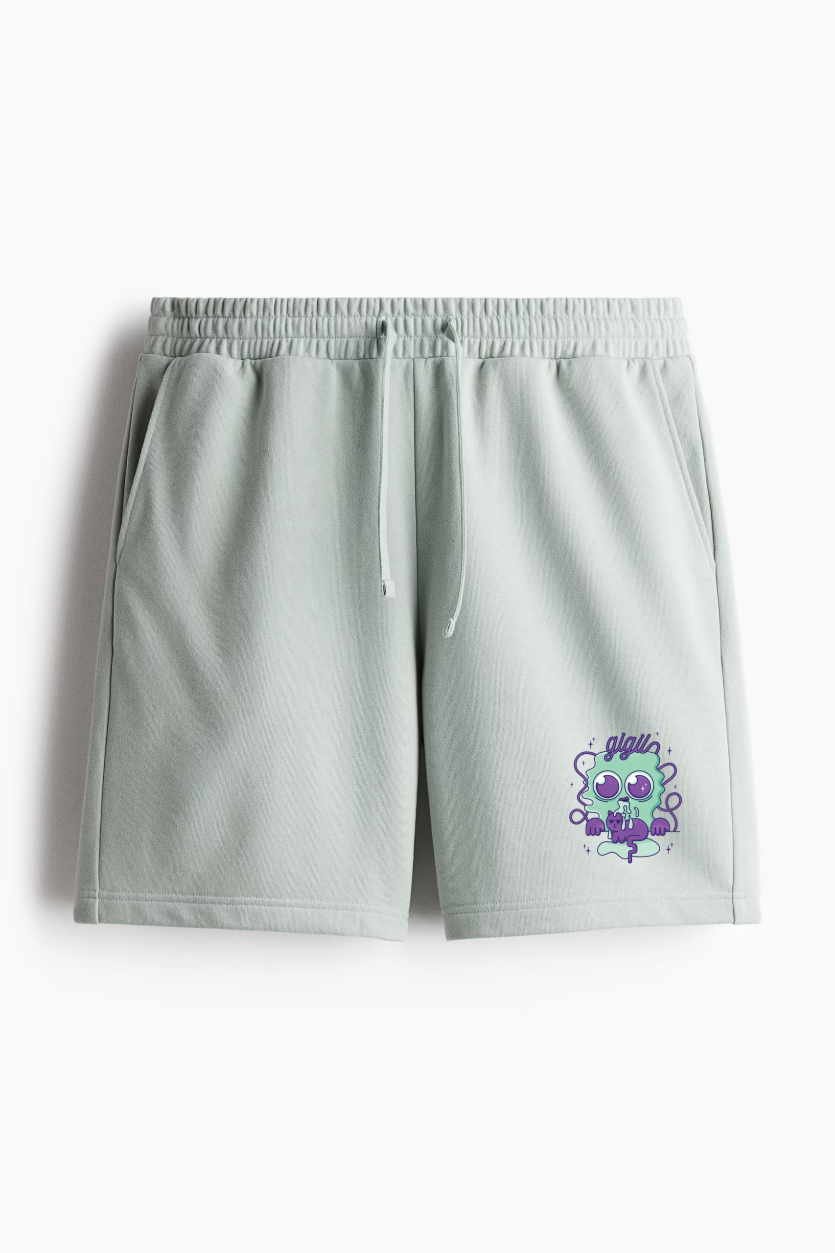 Cartoon Of A Green And Purple Monster With A Cat On It Relaxed-Fit Shorts
