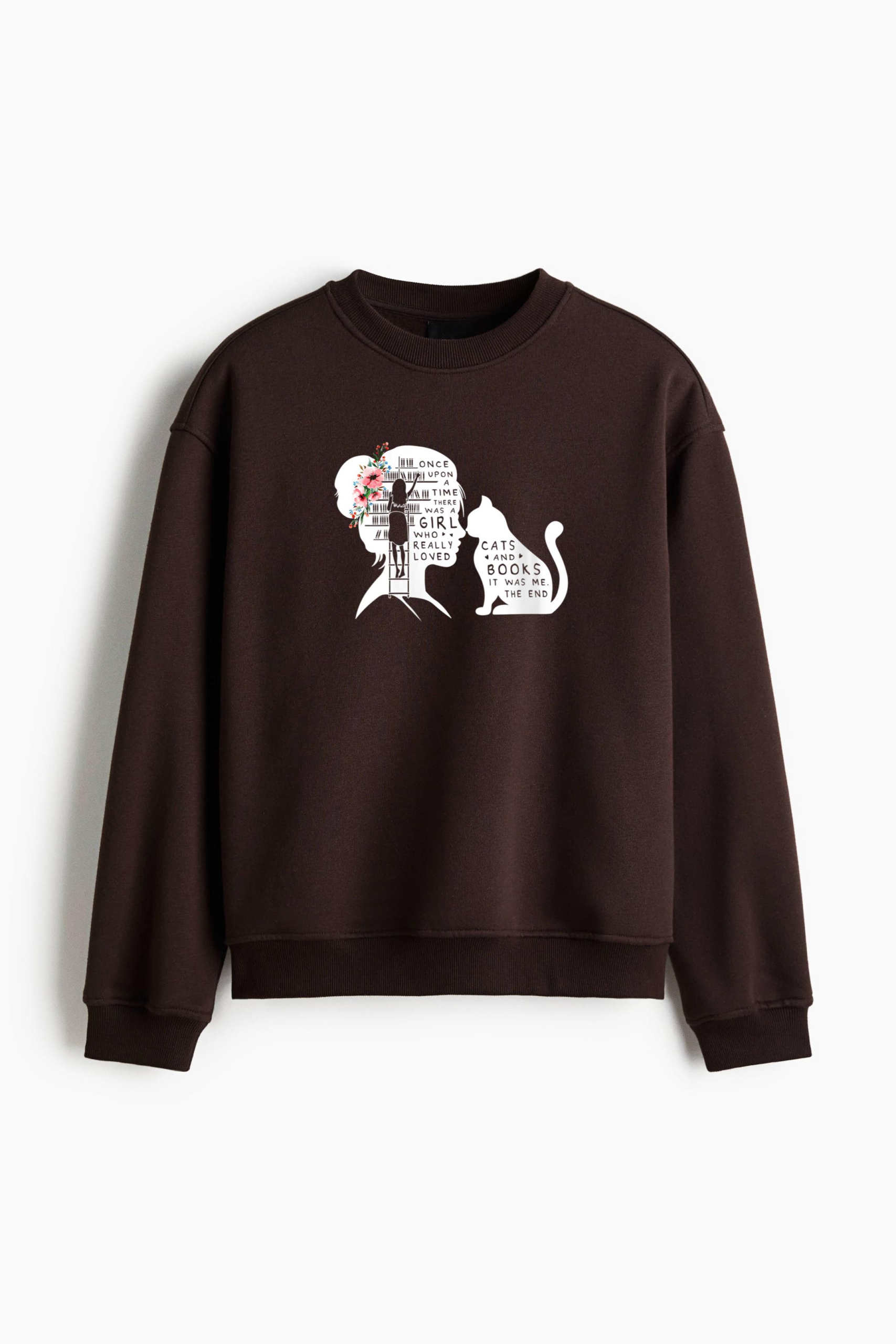 Cat Book Lovers Reading Regular Fit Printed Sweatshirt - Image 3