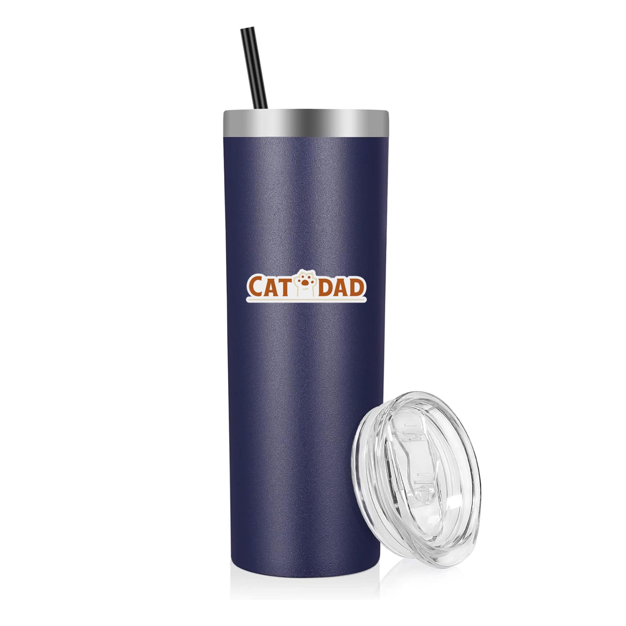 Cat Dad Quote Badge 20oz Stainless Steel Tumbler - Image 4
