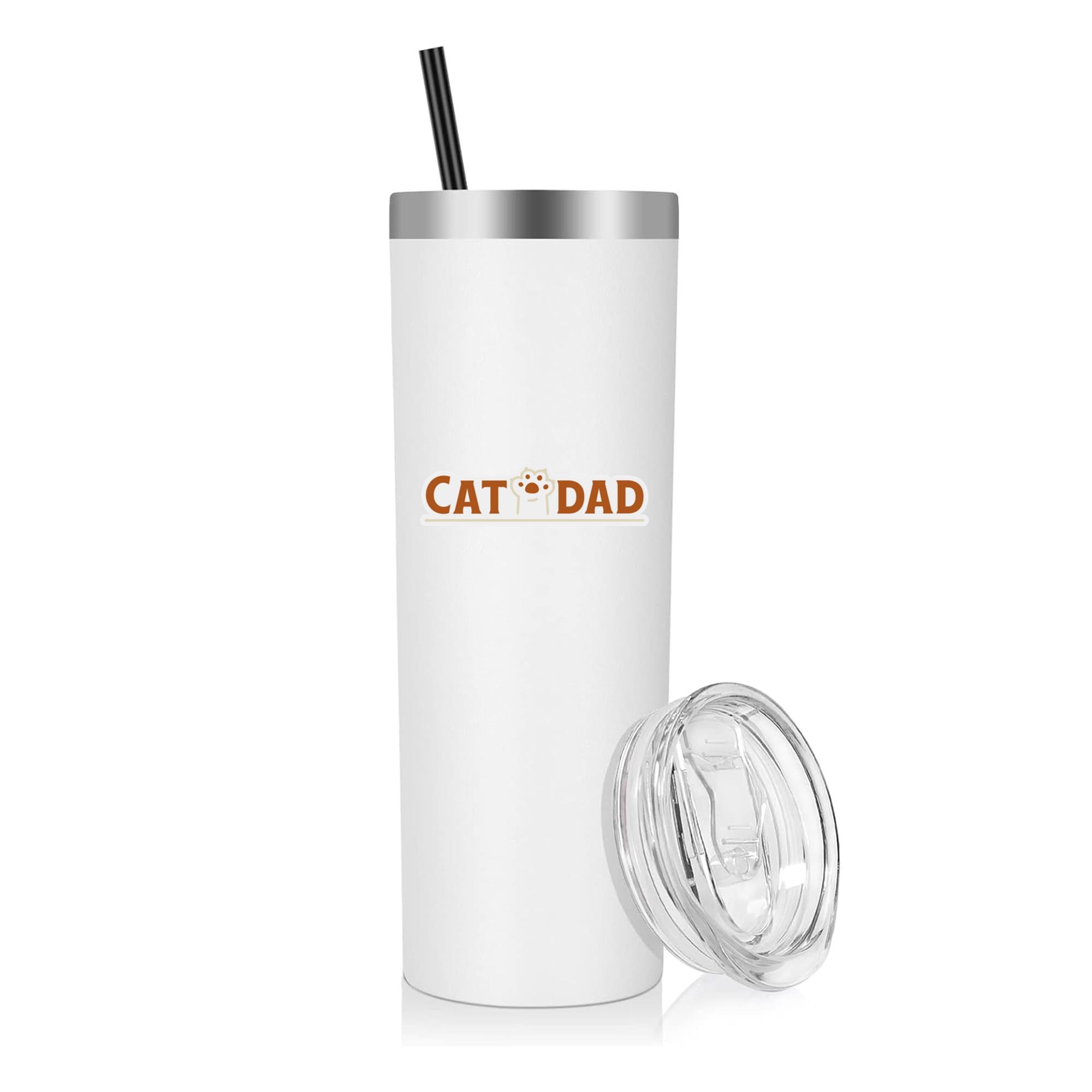Cat Dad Quote Badge 20oz Stainless Steel Tumbler - Image 2