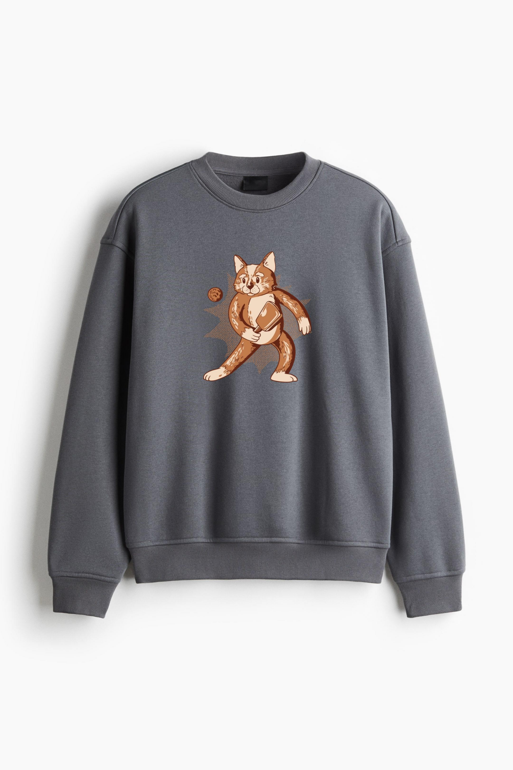 Cat Is Holding A Baseball Bat Regular Fit Printed Sweatshirt - Image 2