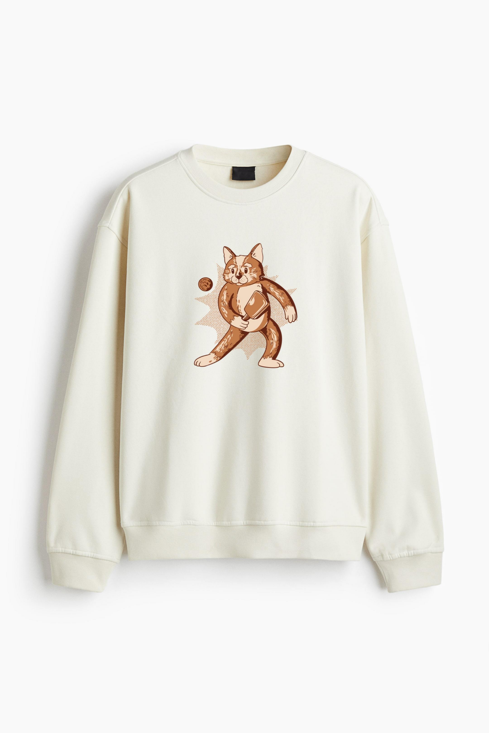 Cat Is Holding A Baseball Bat Regular Fit Printed Sweatshirt - Image 4
