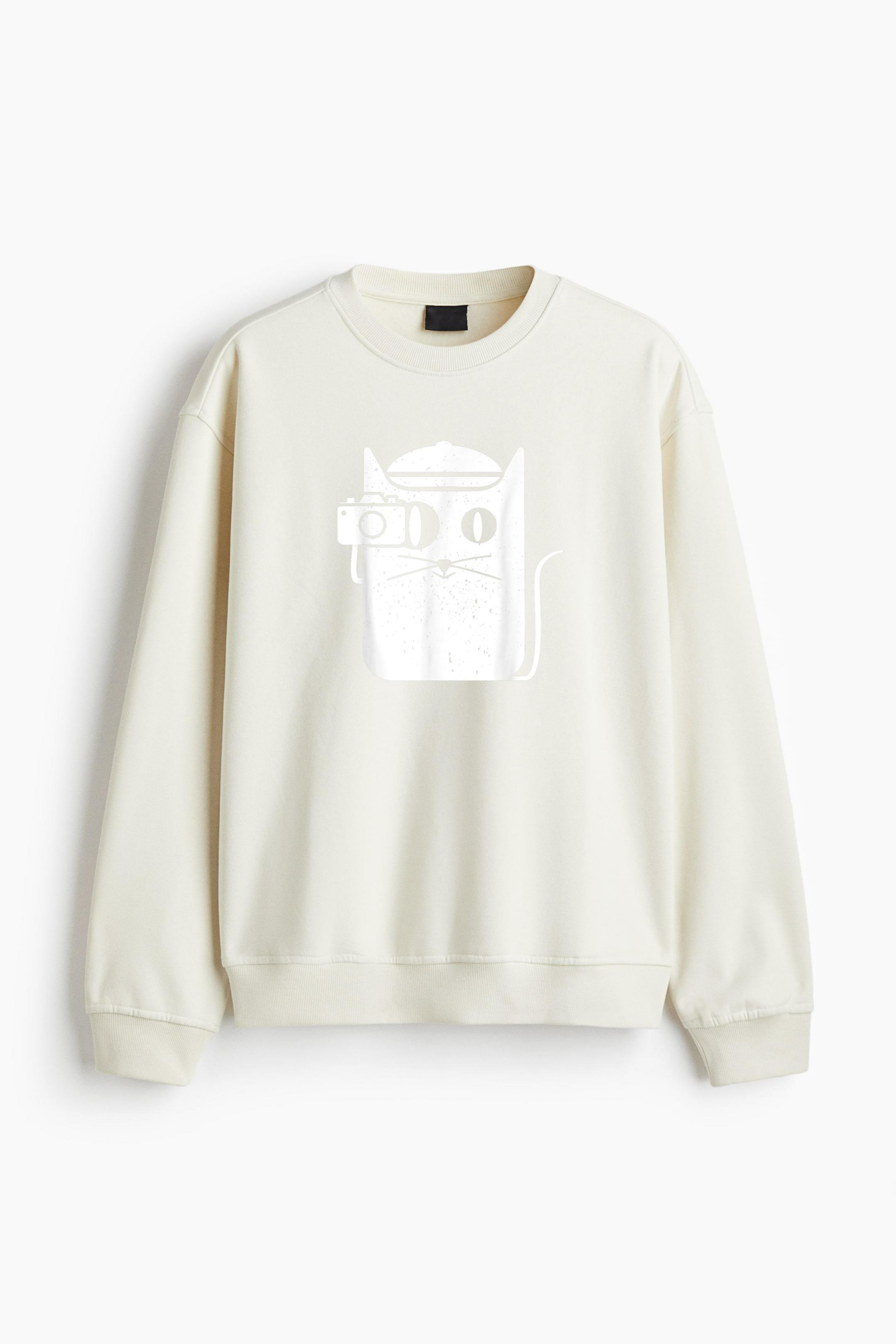 Cat Kitten Camera Photography Vintage Regular Fit Printed Sweatshirt - Image 4