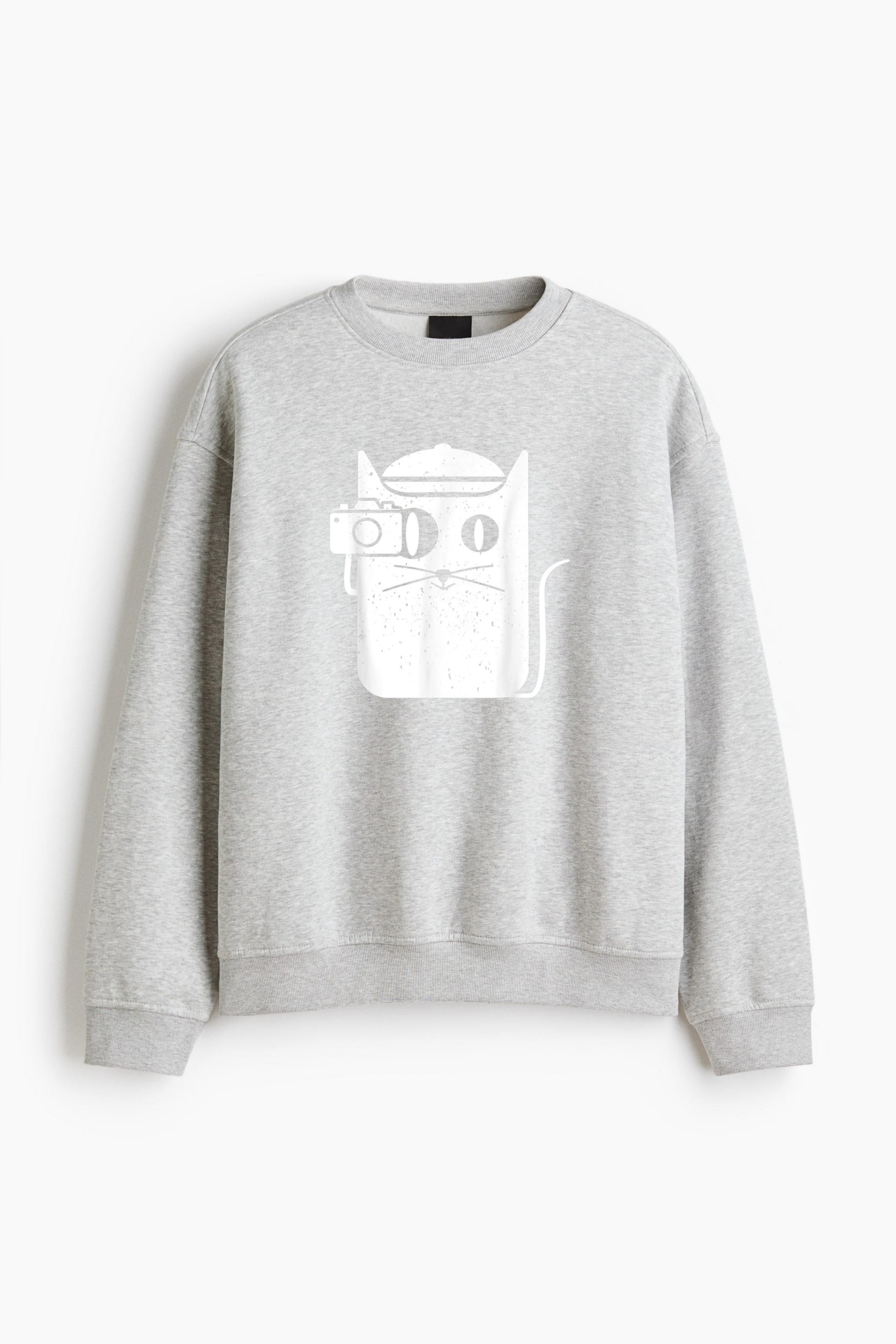 Cat Kitten Camera Photography Vintage Regular Fit Printed Sweatshirt 