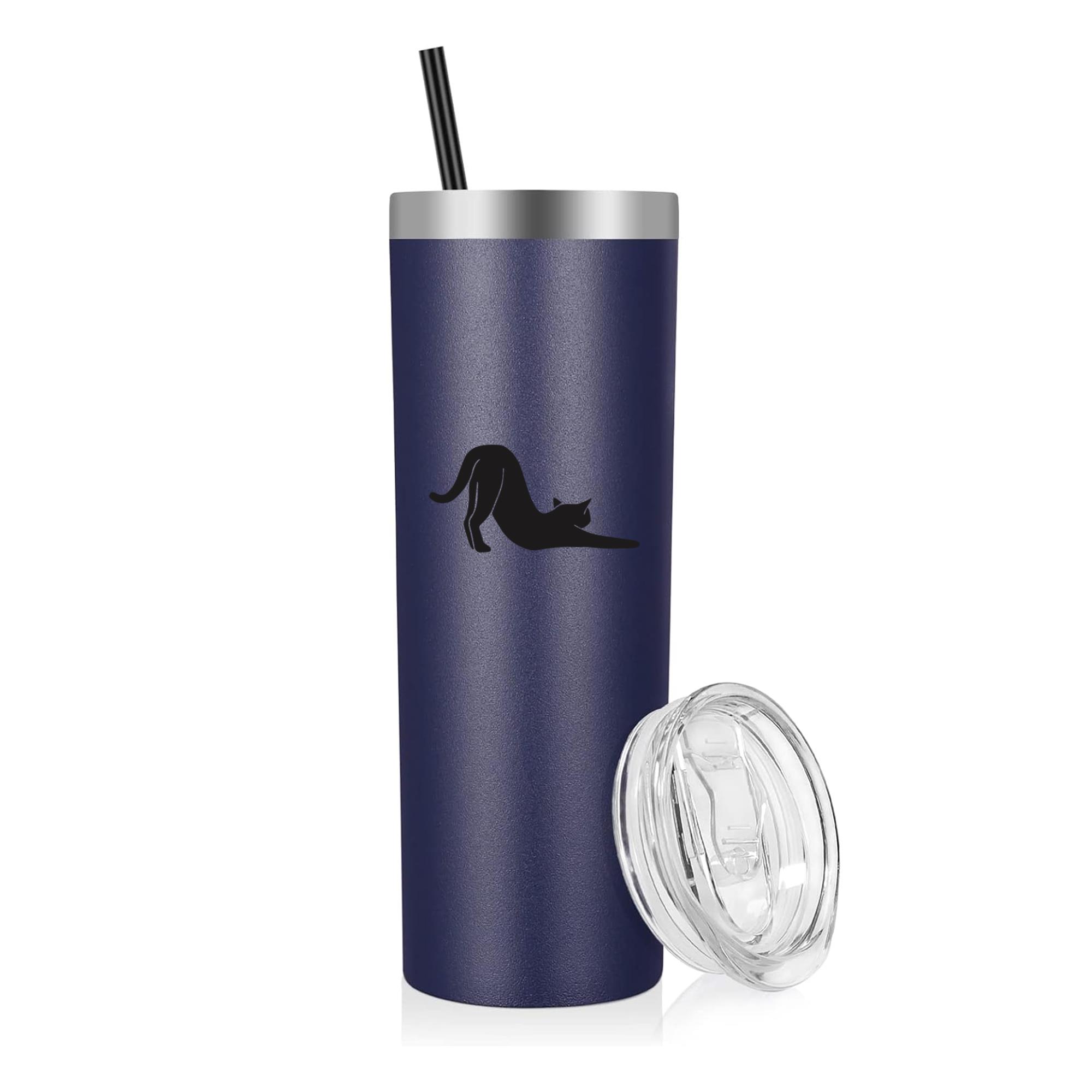 Cat Stretching Animal Silhouette 20oz Stainless Steel Tumbler - Image 4