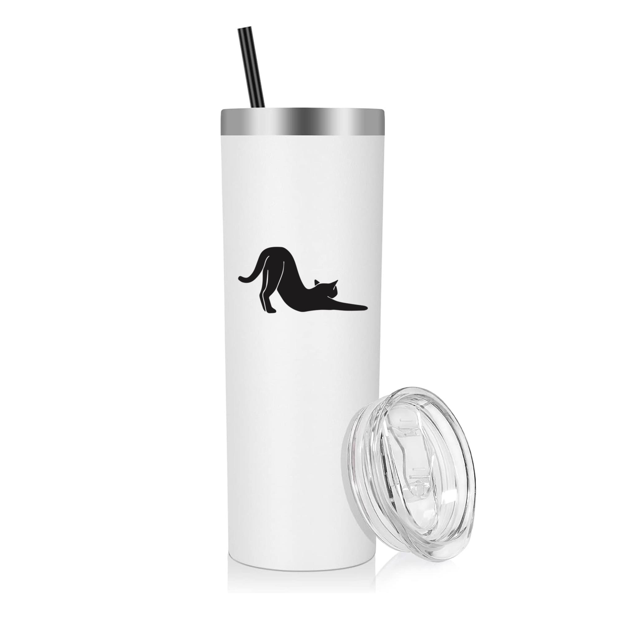 Cat Stretching Animal Silhouette 20oz Stainless Steel Tumbler - Image 2