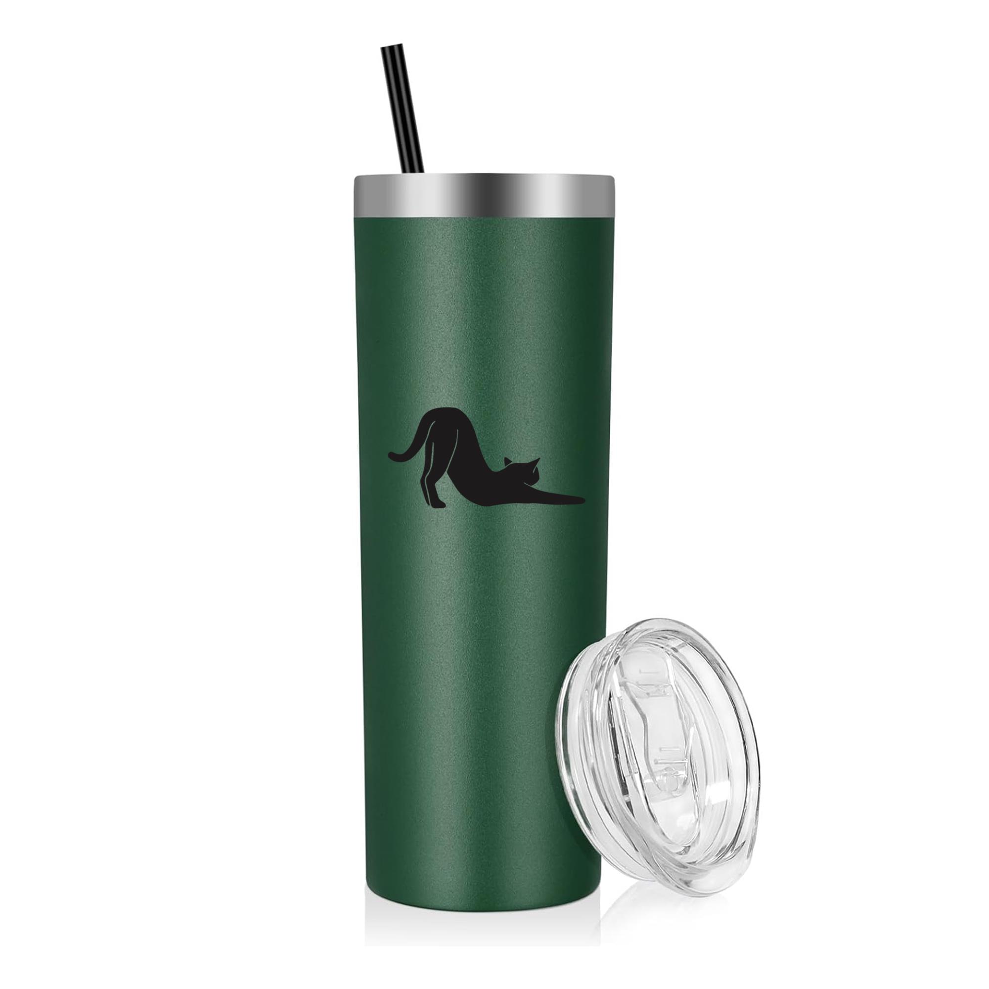 Cat Stretching Animal Silhouette 20oz Stainless Steel Tumbler - Image 3