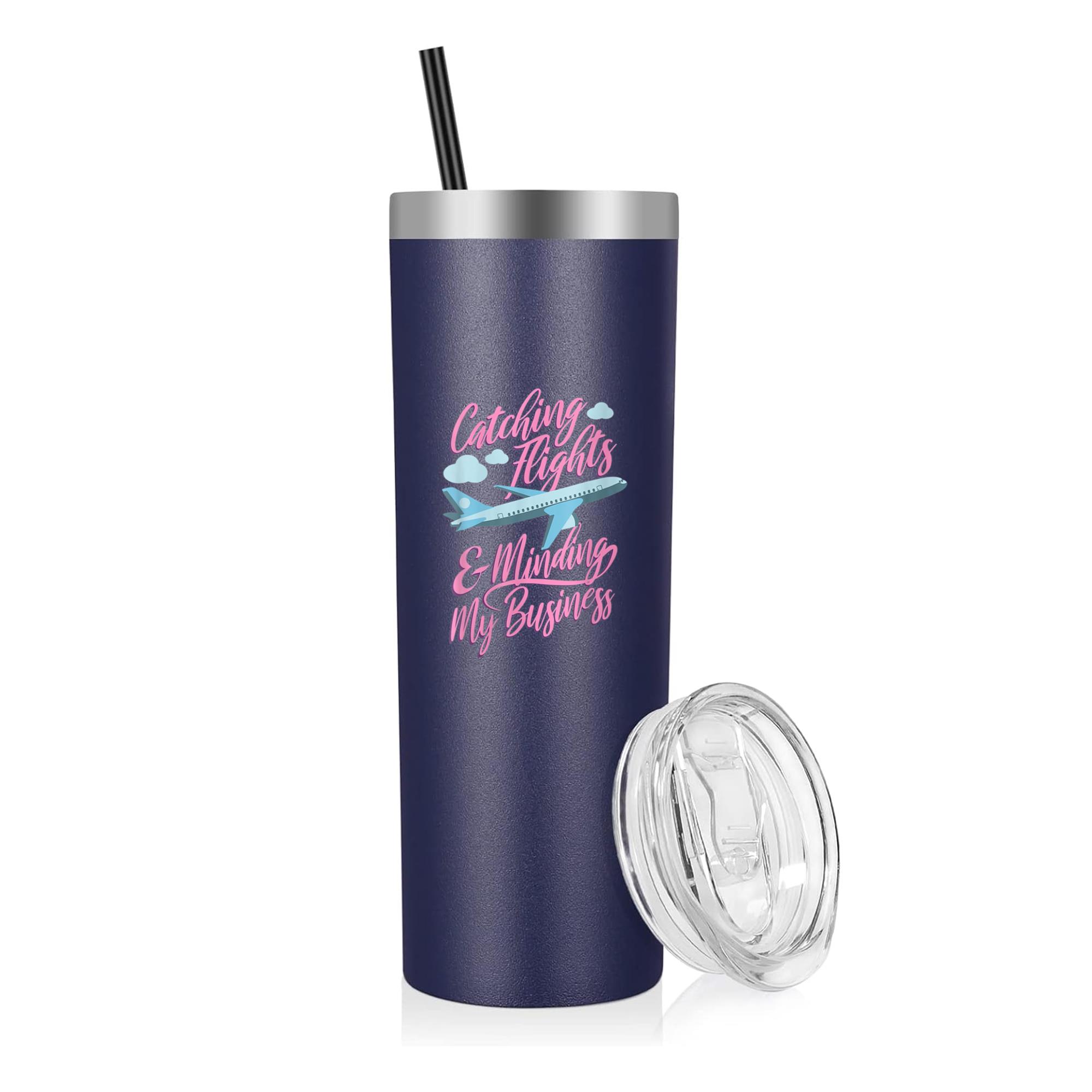 Catching Flights And Minding My Business 20oz Stainless Steel Tumbler - Image 4