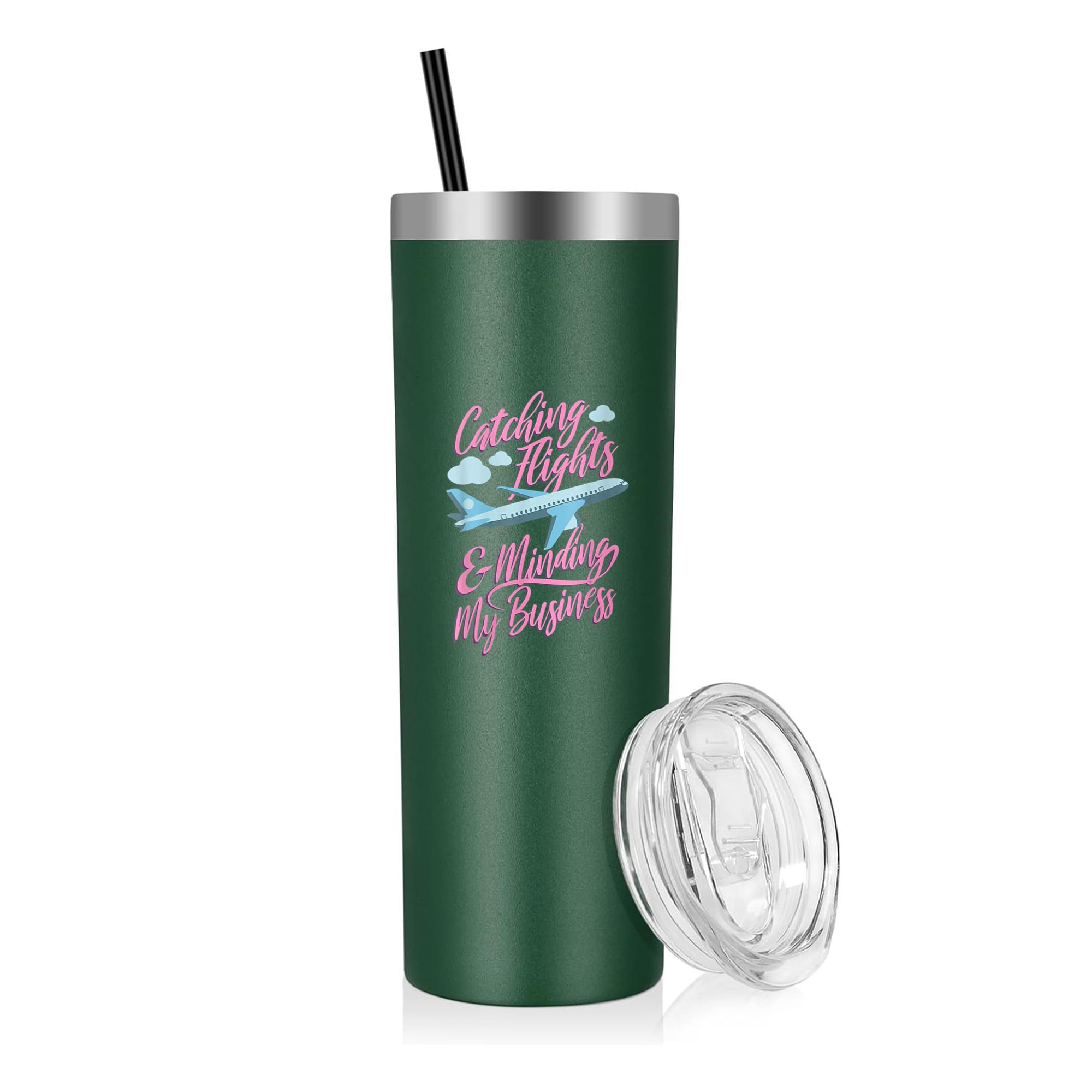 Catching Flights And Minding My Business 20oz Stainless Steel Tumbler - Image 3