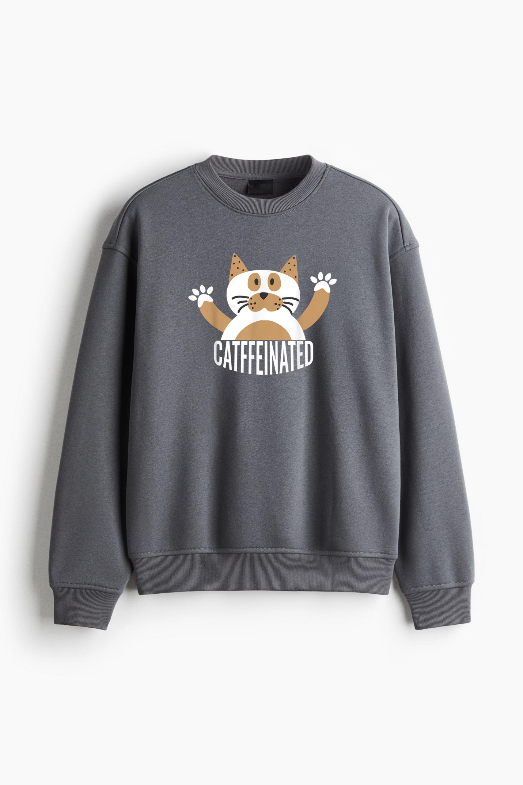 Cats And Caffeine Regular Fit Printed Sweatshirt - Image 2