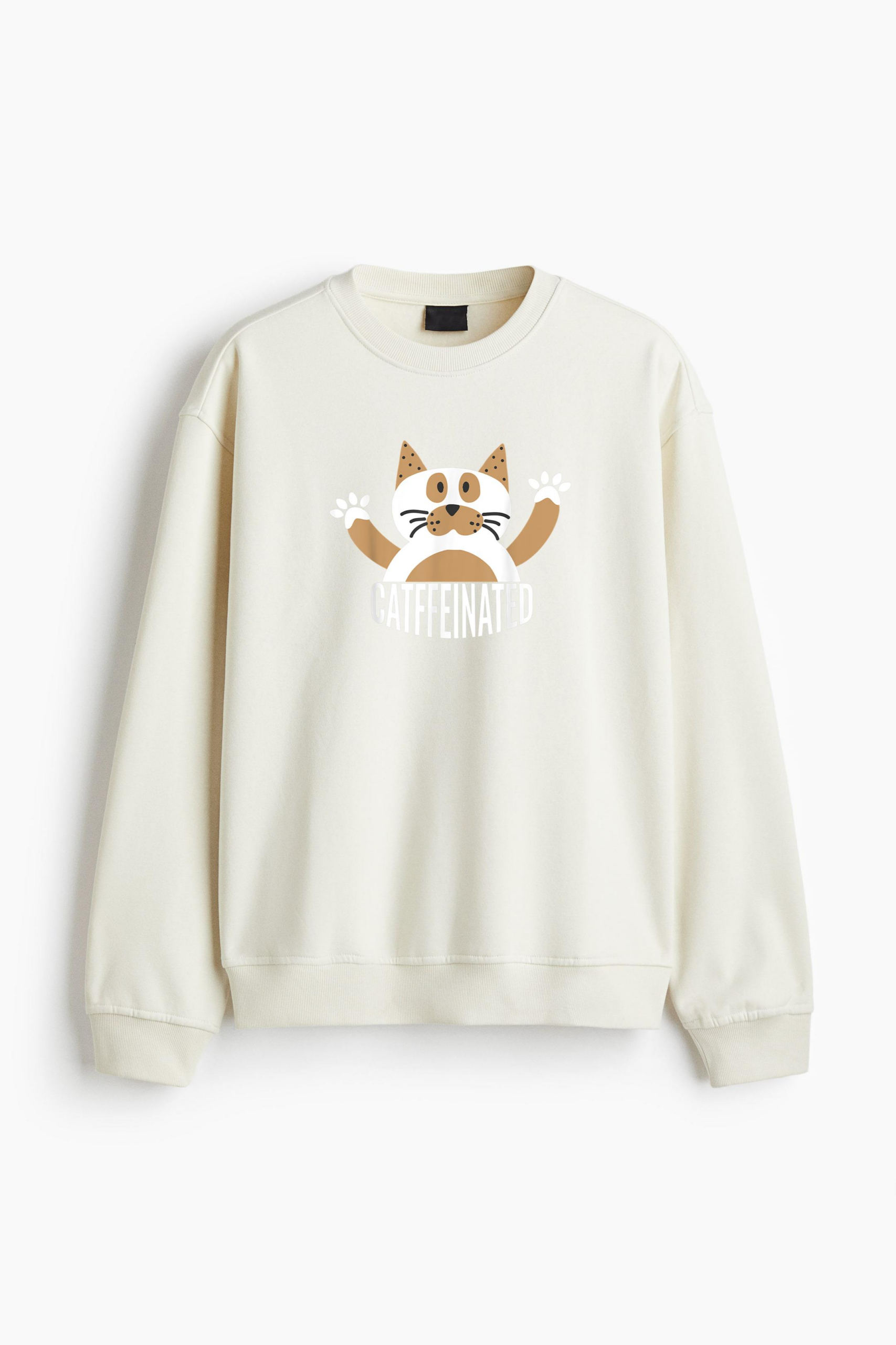 Cats And Caffeine Regular Fit Printed Sweatshirt - Image 4