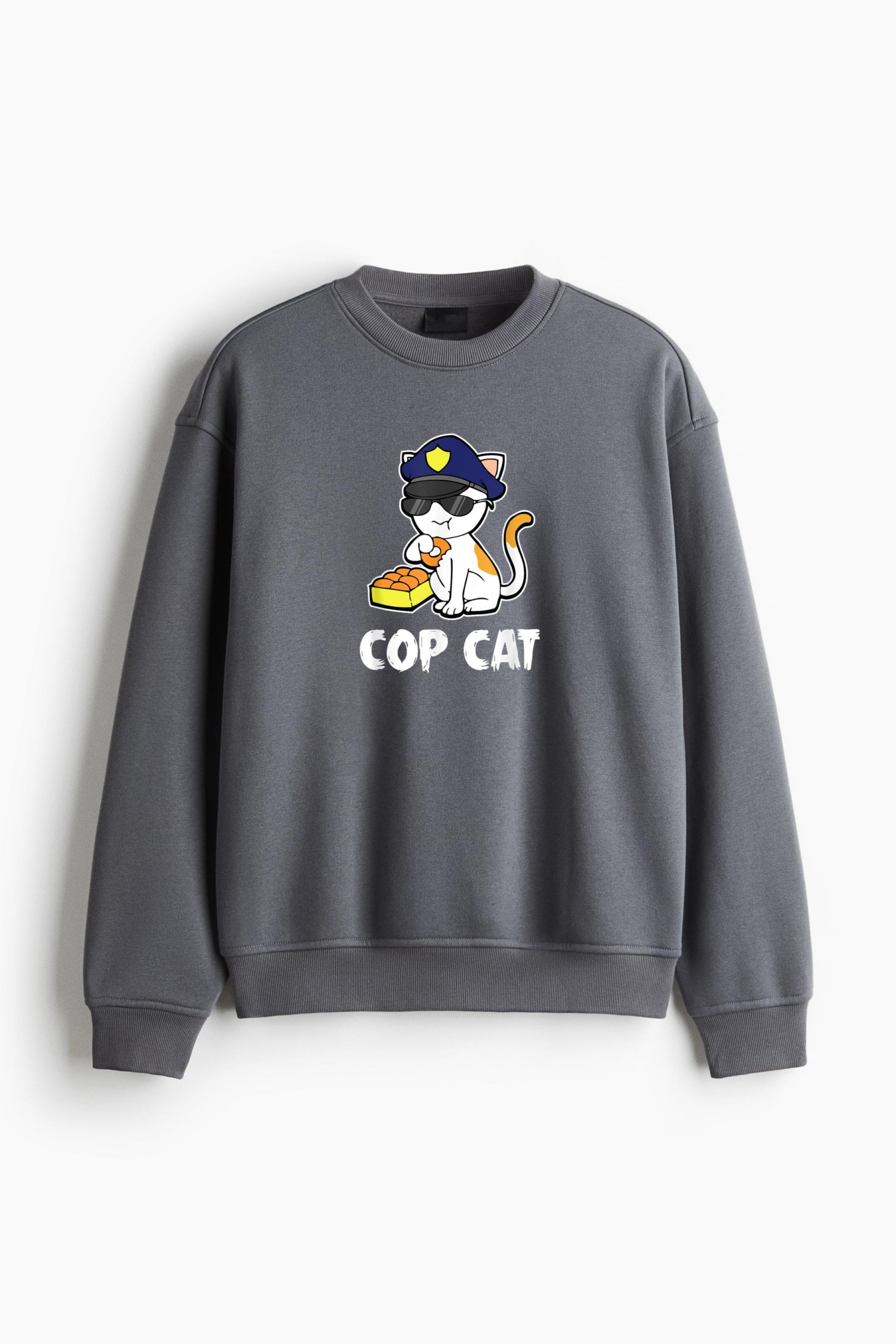 Cop Cat Police Officer Regular Fit Printed Sweatshirt - Image 2