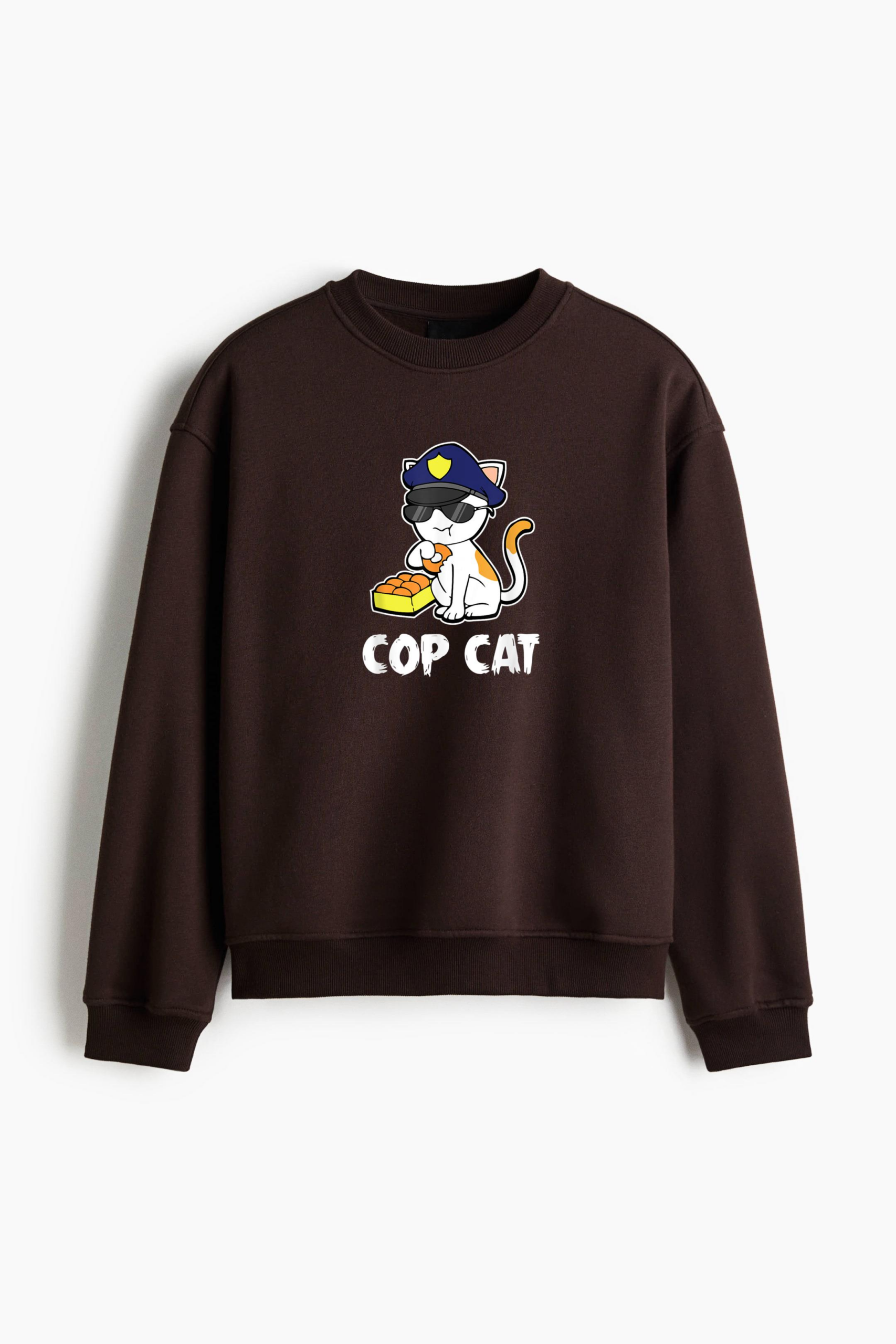 Cop Cat Police Officer Regular Fit Printed Sweatshirt - Image 3