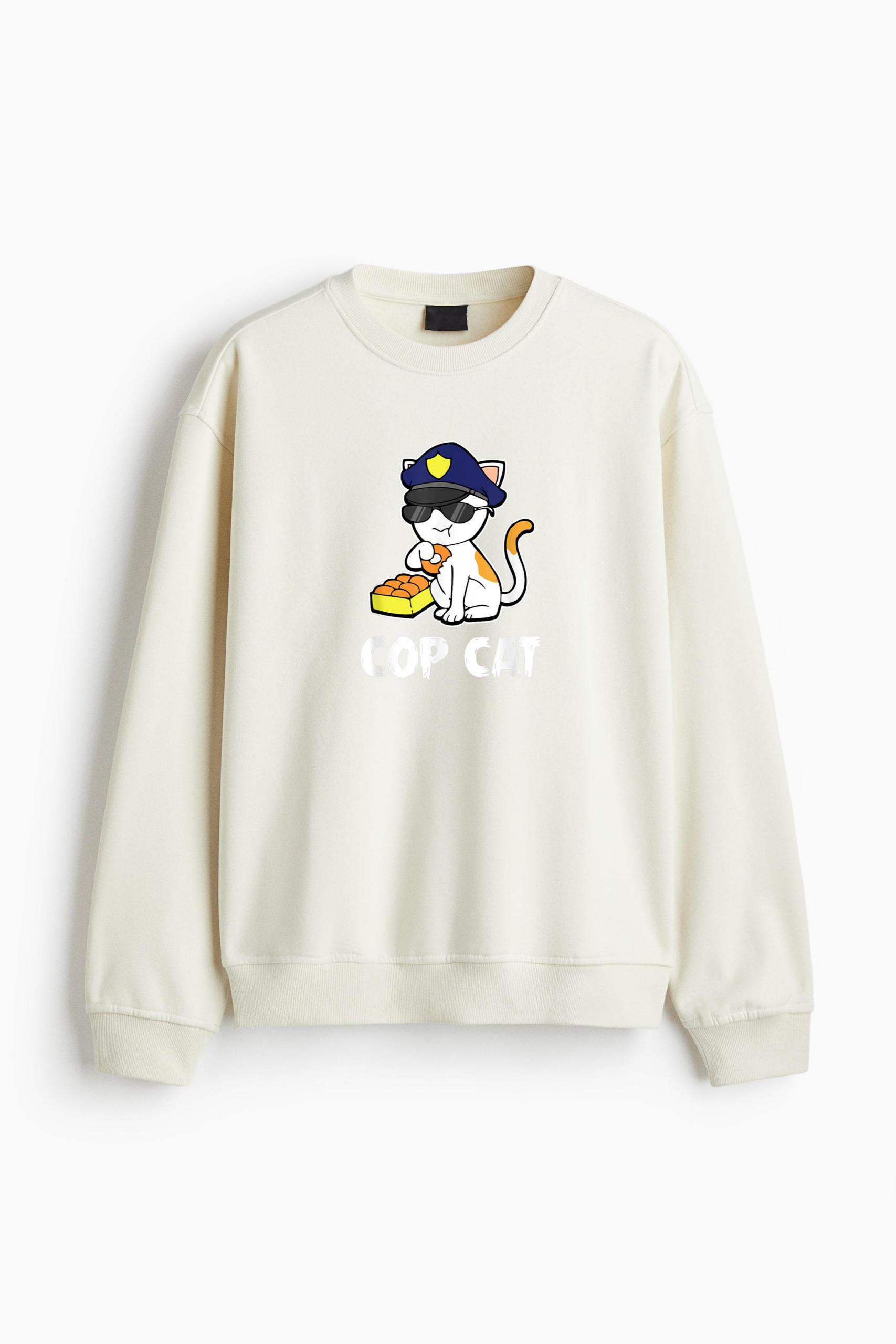 Cop Cat Police Officer Regular Fit Printed Sweatshirt - Image 4