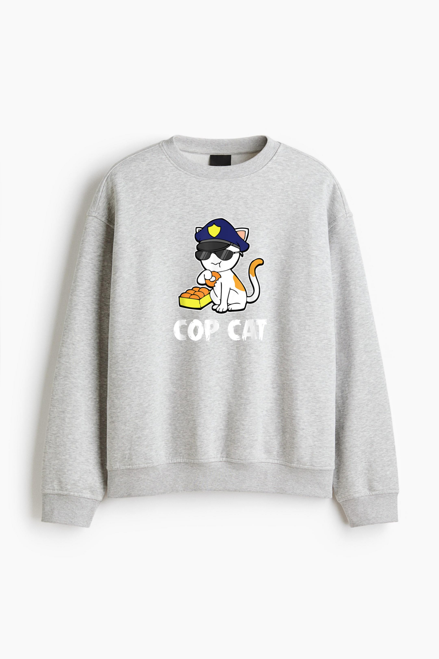 Cop Cat Police Officer Regular Fit Printed Sweatshirt 