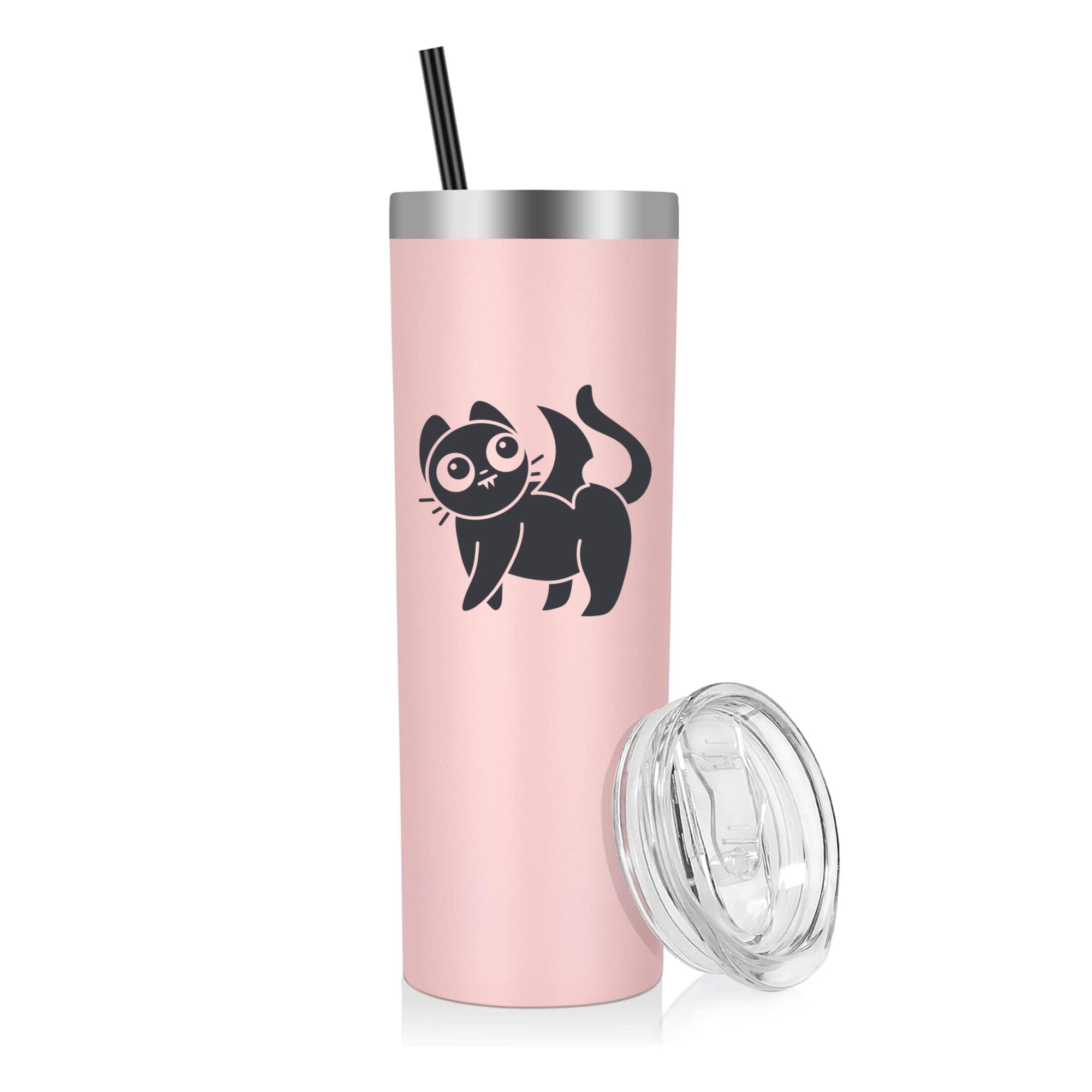 Cute Black Cat With Bat Wings Character 20oz Stainless Steel Tumbler