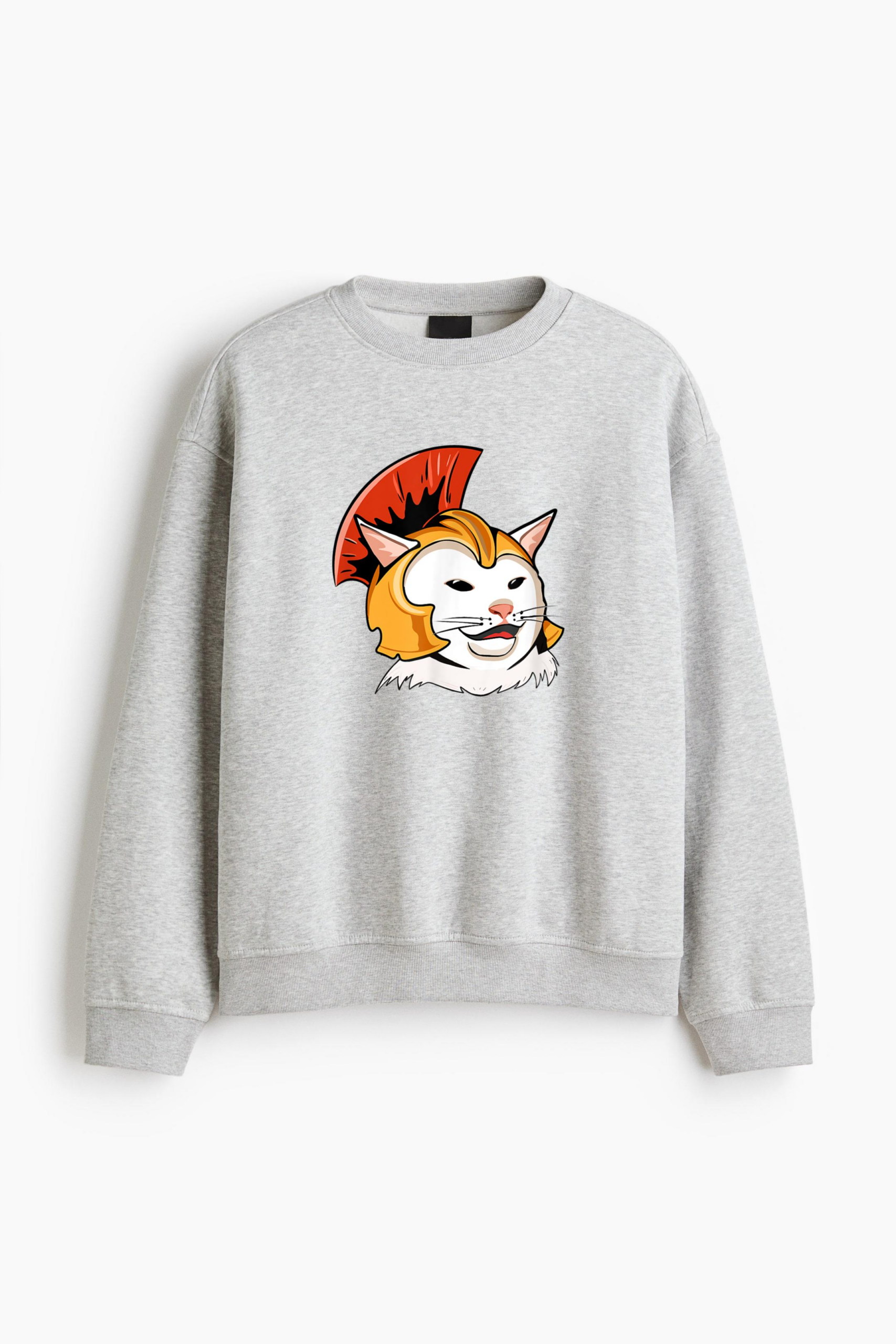 Cute Cat In Roman Helmet Regular Fit Printed Sweatshirt 