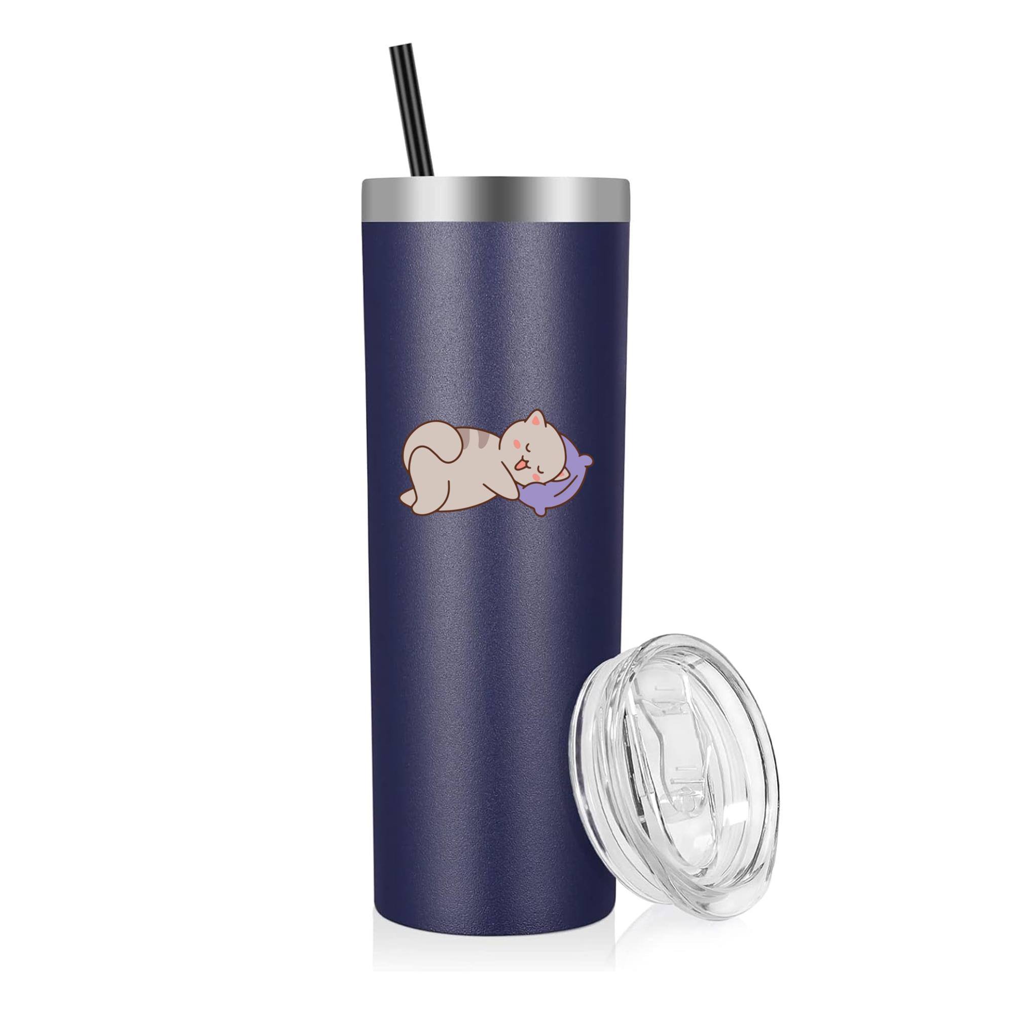 Cute Cat Sleeping Animal 20oz Stainless Steel Tumbler - Image 4