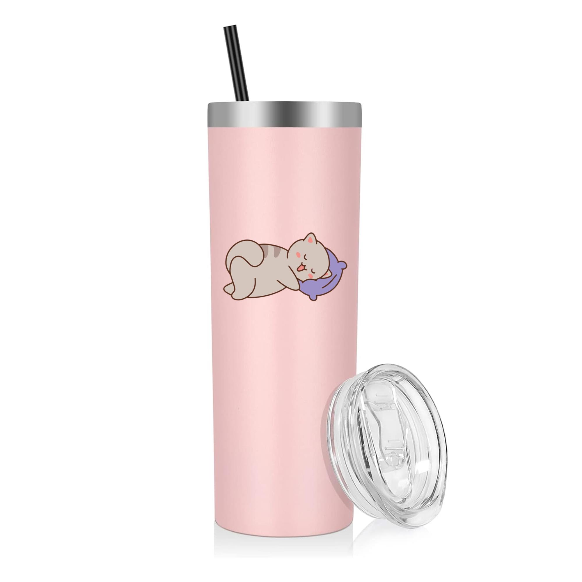 Cute Cat Sleeping Animal 20oz Stainless Steel Tumbler