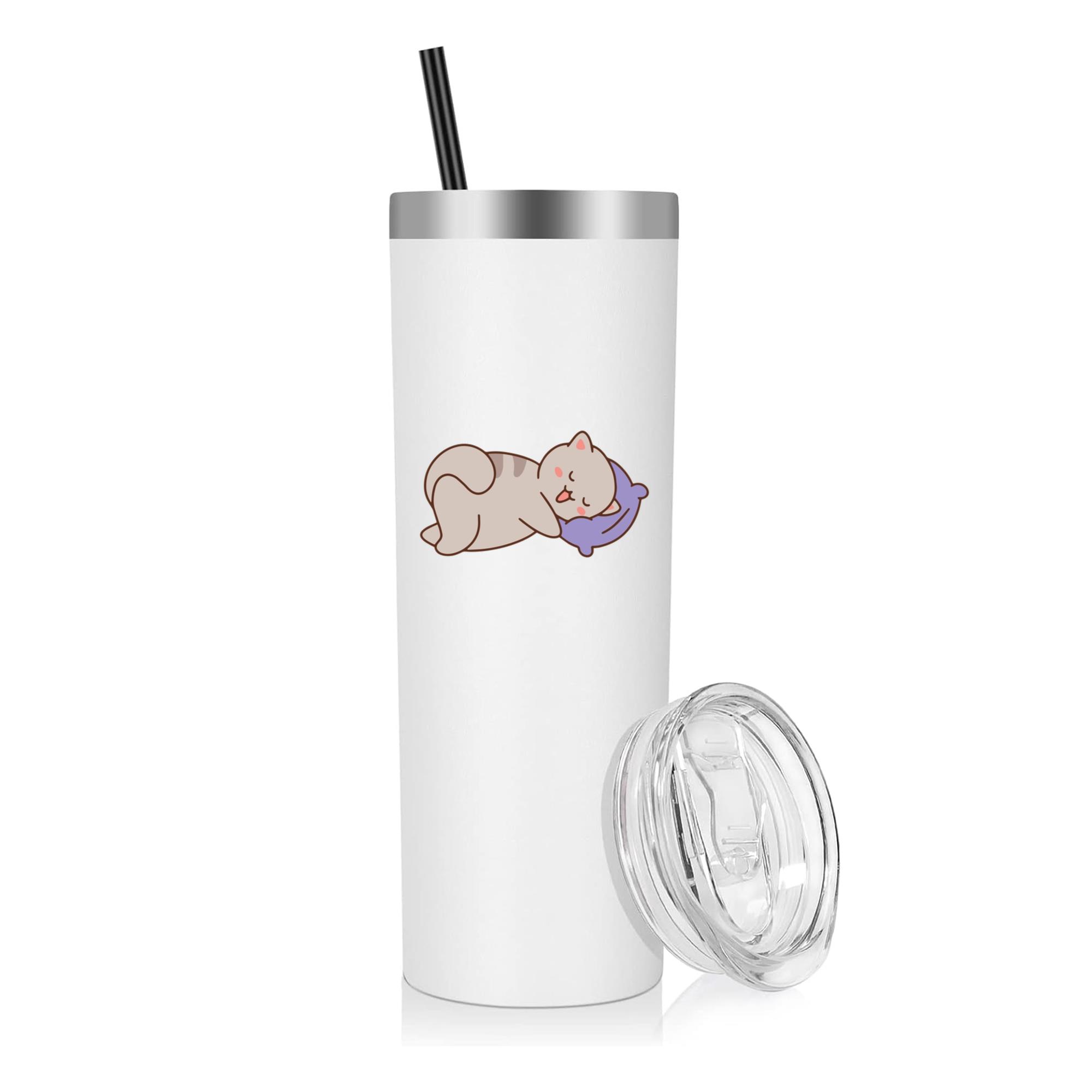 Cute Cat Sleeping Animal 20oz Stainless Steel Tumbler - Image 2