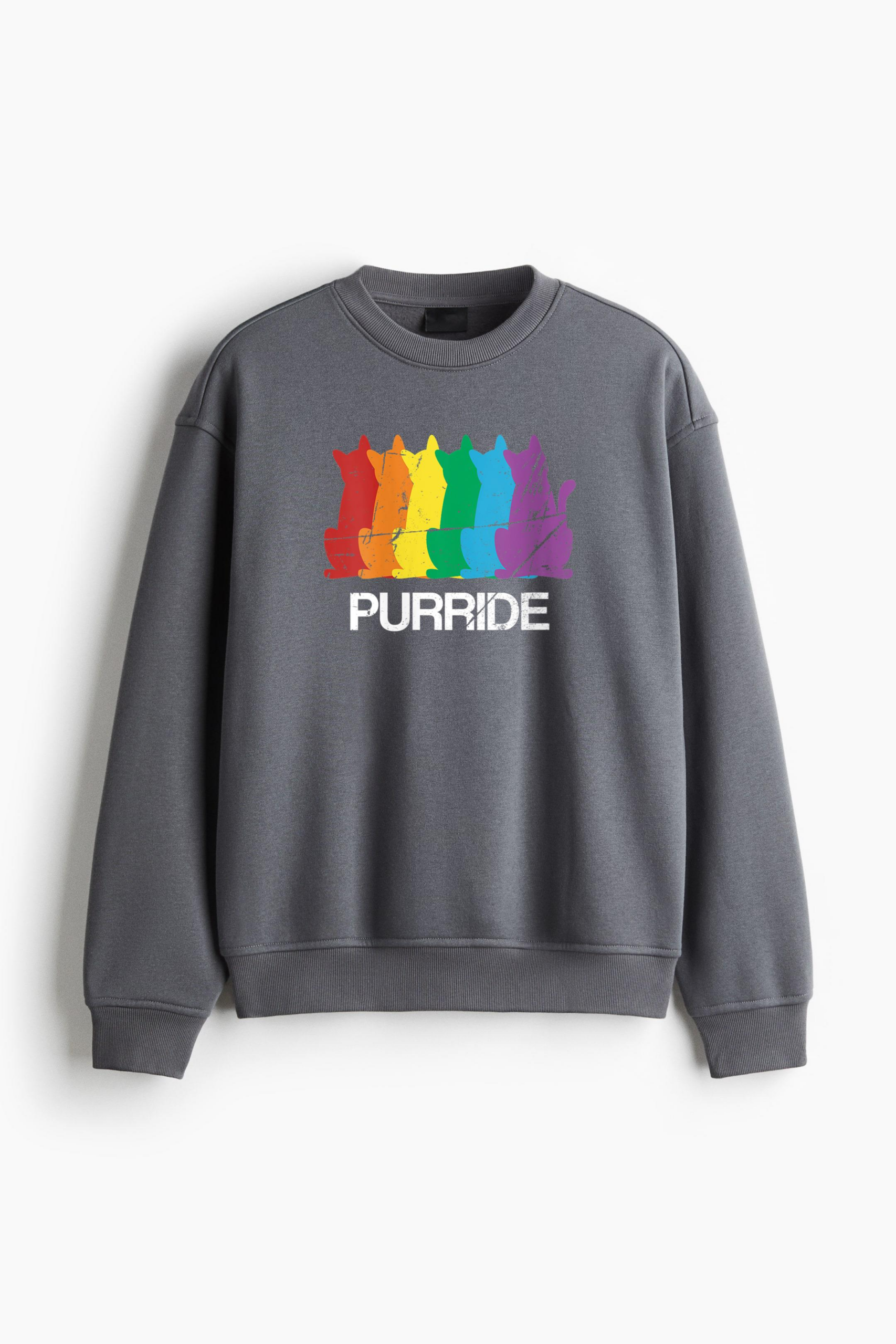 Gay Pride Cat Purride LGBT Regular Fit Printed Sweatshirt - Image 2