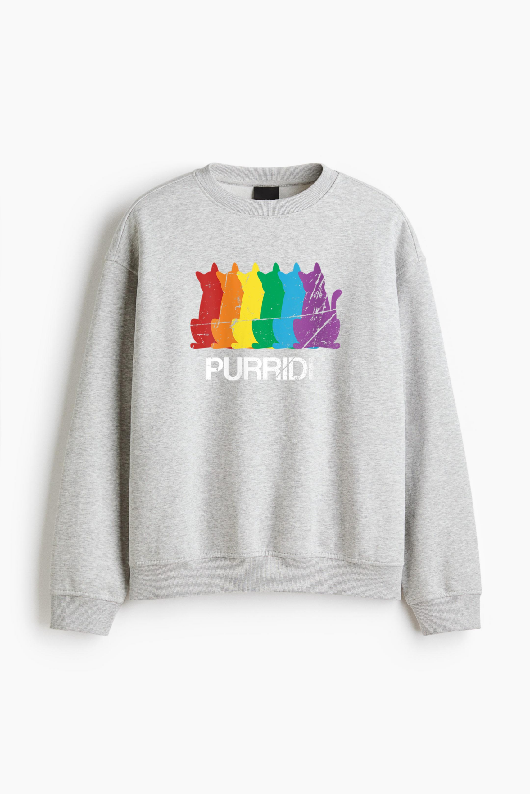 Gay Pride Cat Purride LGBT Regular Fit Printed Sweatshirt 