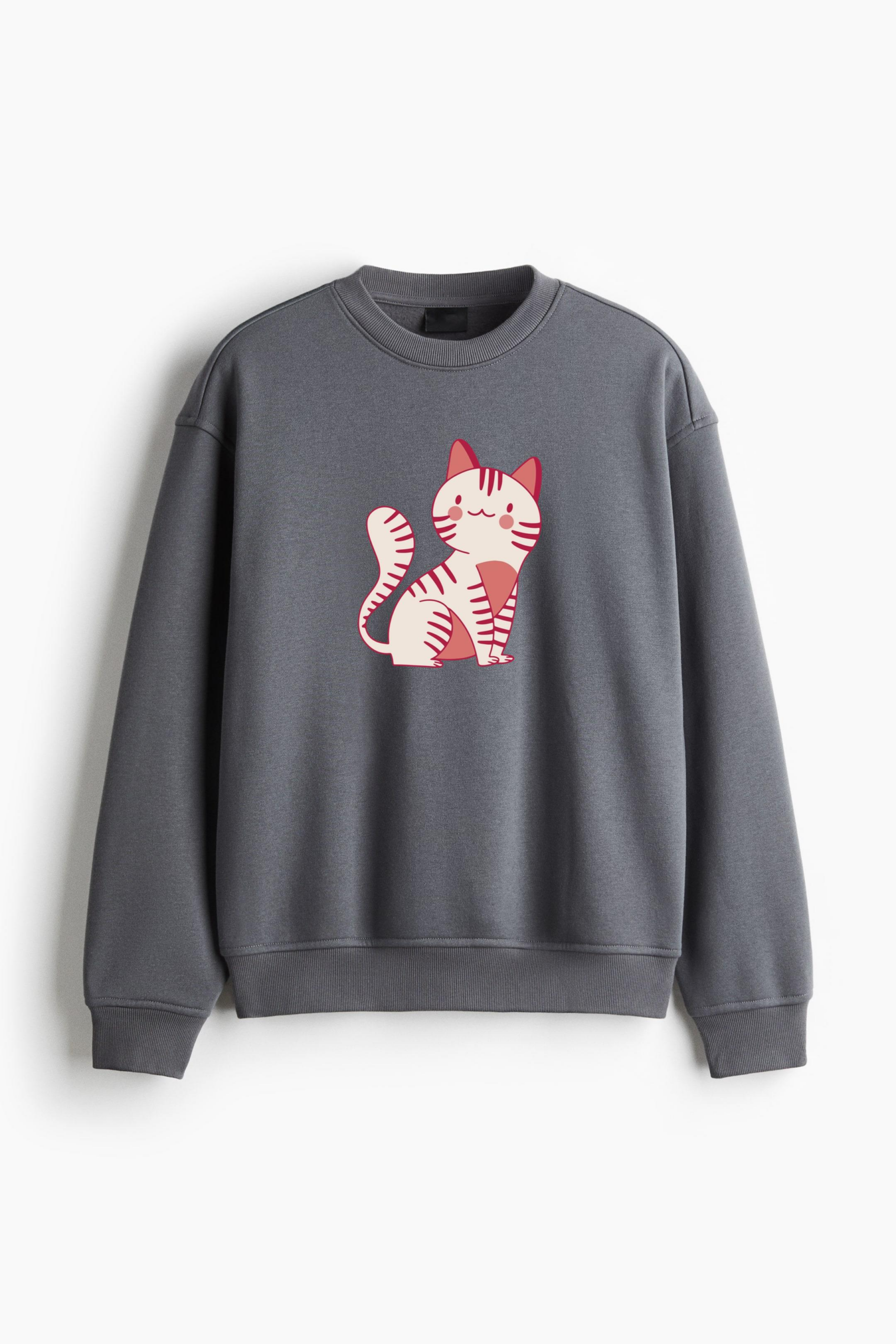 Kawaii Cat Sitting Regular Fit Printed Sweatshirt - Image 2