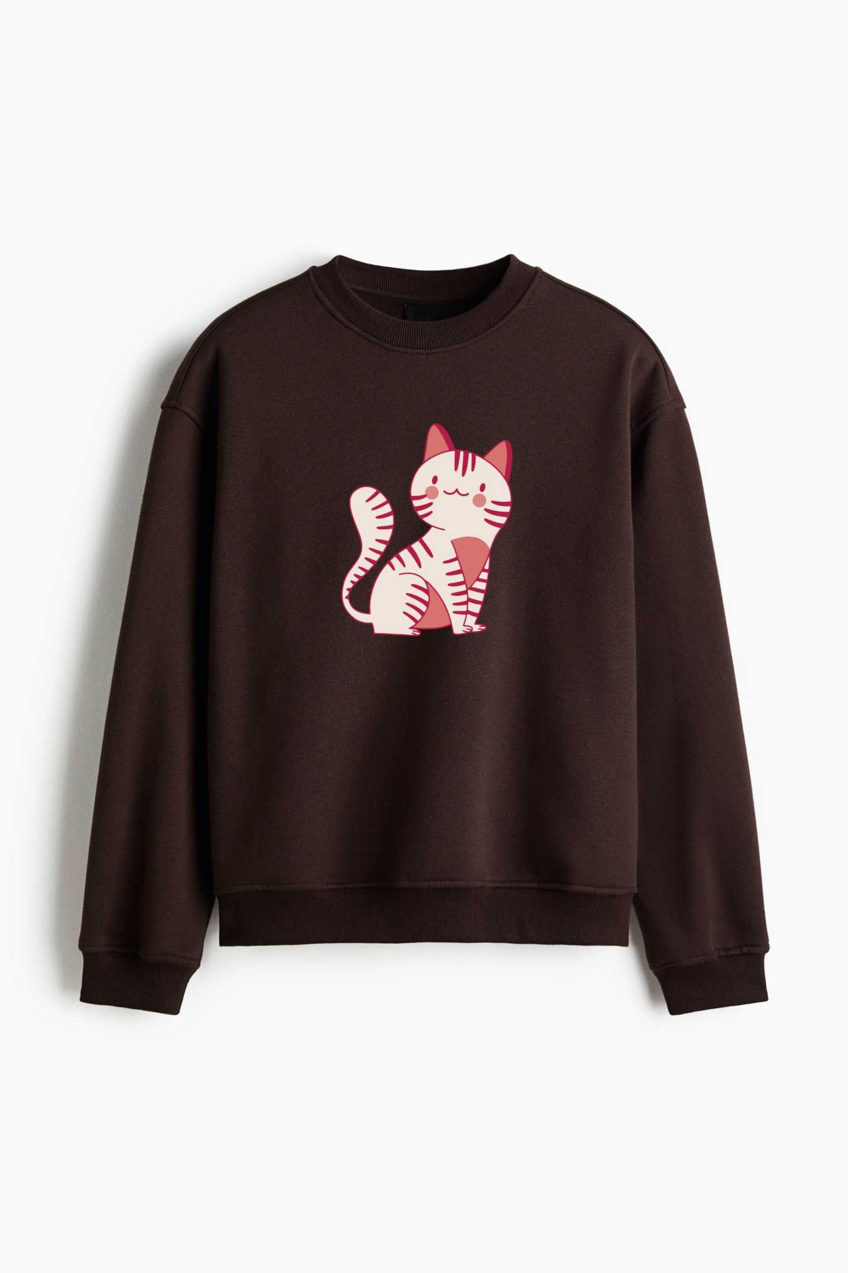 Kawaii Cat Sitting Regular Fit Printed Sweatshirt - Image 3