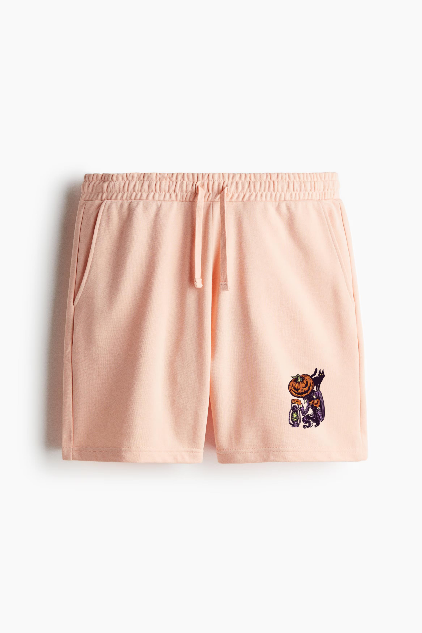 Pumpkin Monster Black Cat Character Relaxed-Fit Shorts - Image 3