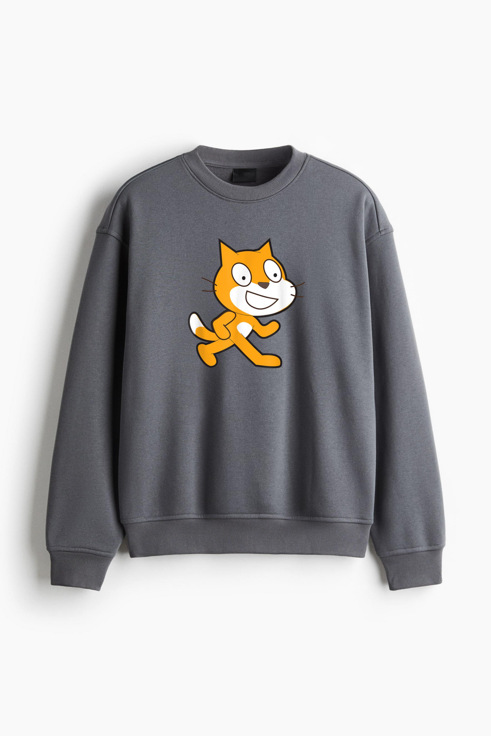 Scratch Programming Language Official Mascot Cat Regular Fit Printed Sweatshirt - Image 2