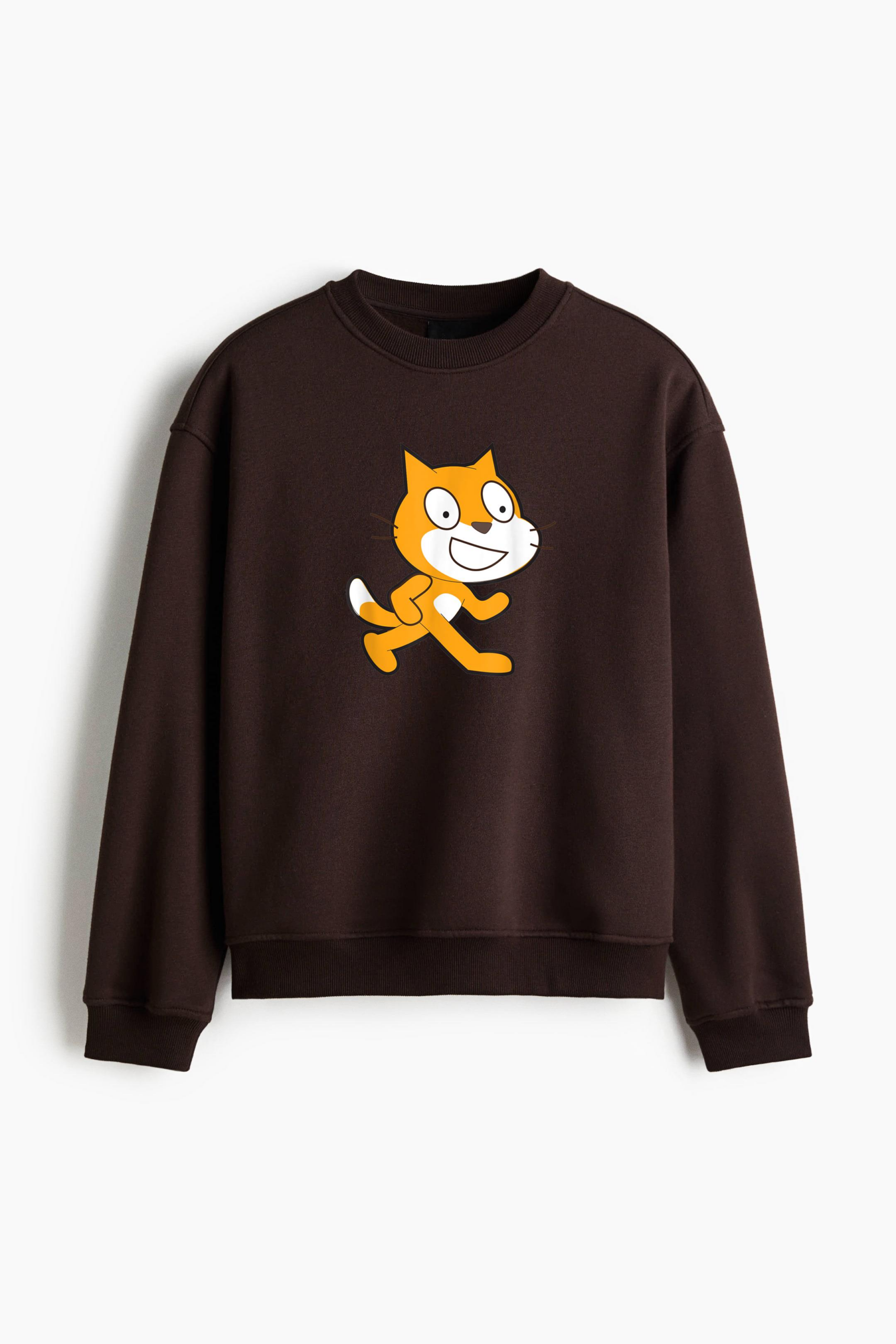Scratch Programming Language Official Mascot Cat Regular Fit Printed Sweatshirt - Image 3