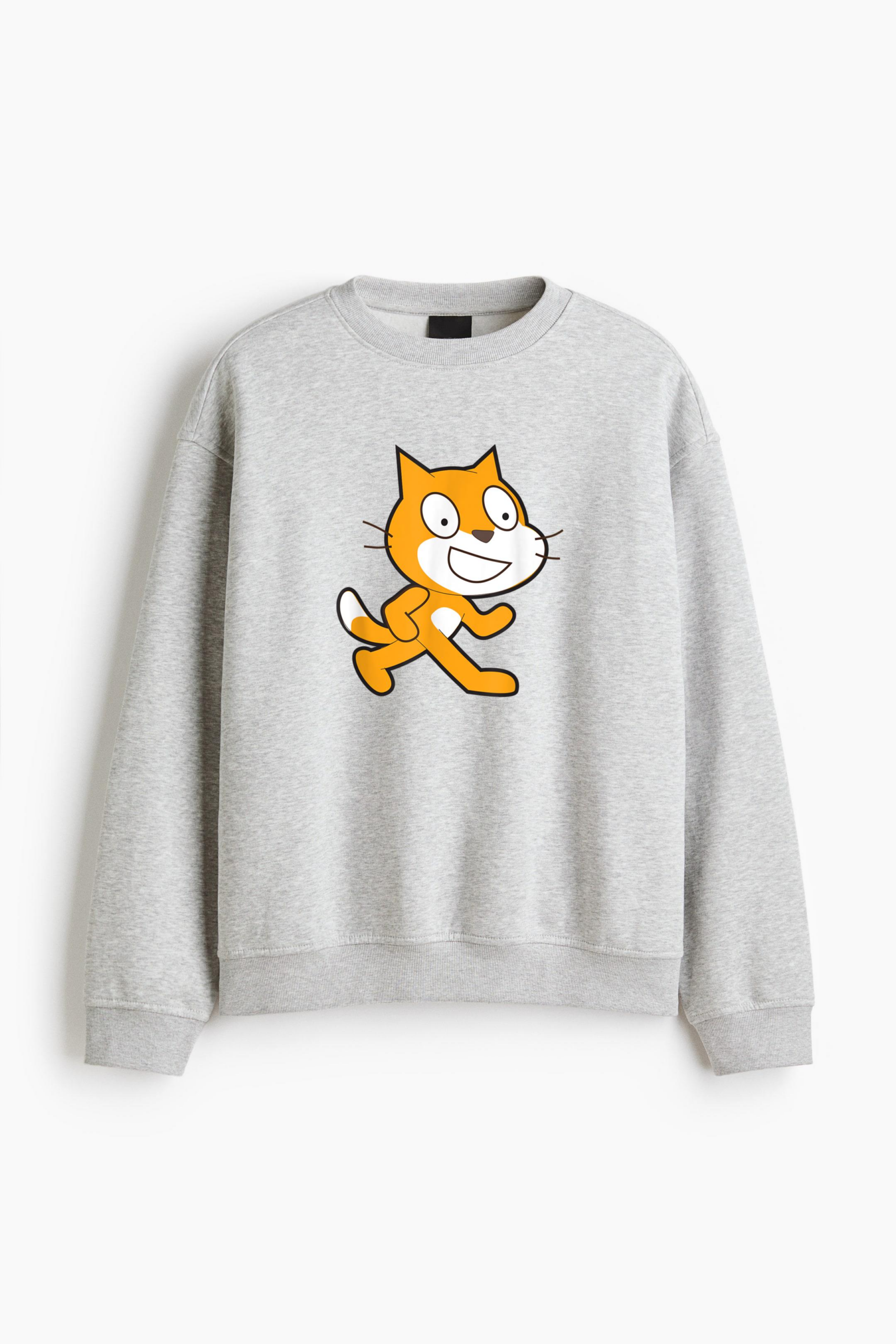 Scratch Programming Language Official Mascot Cat Regular Fit Printed Sweatshirt 