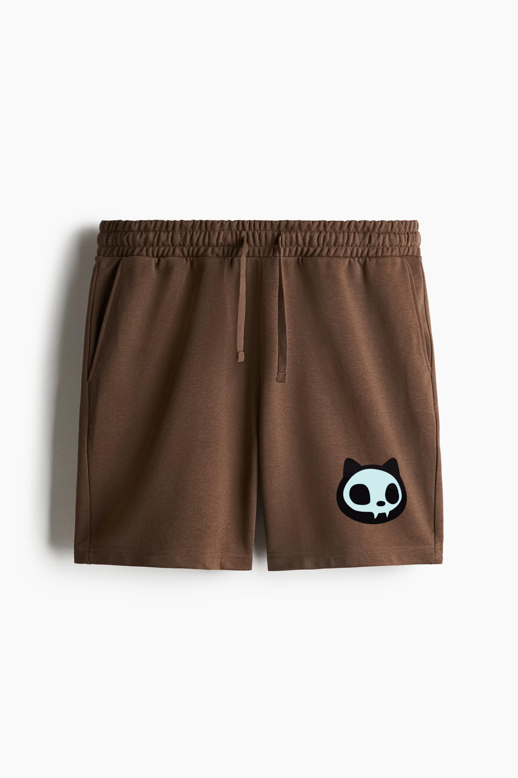 Skeleton Ghost Cat Head Relaxed-Fit Shorts - Image 2