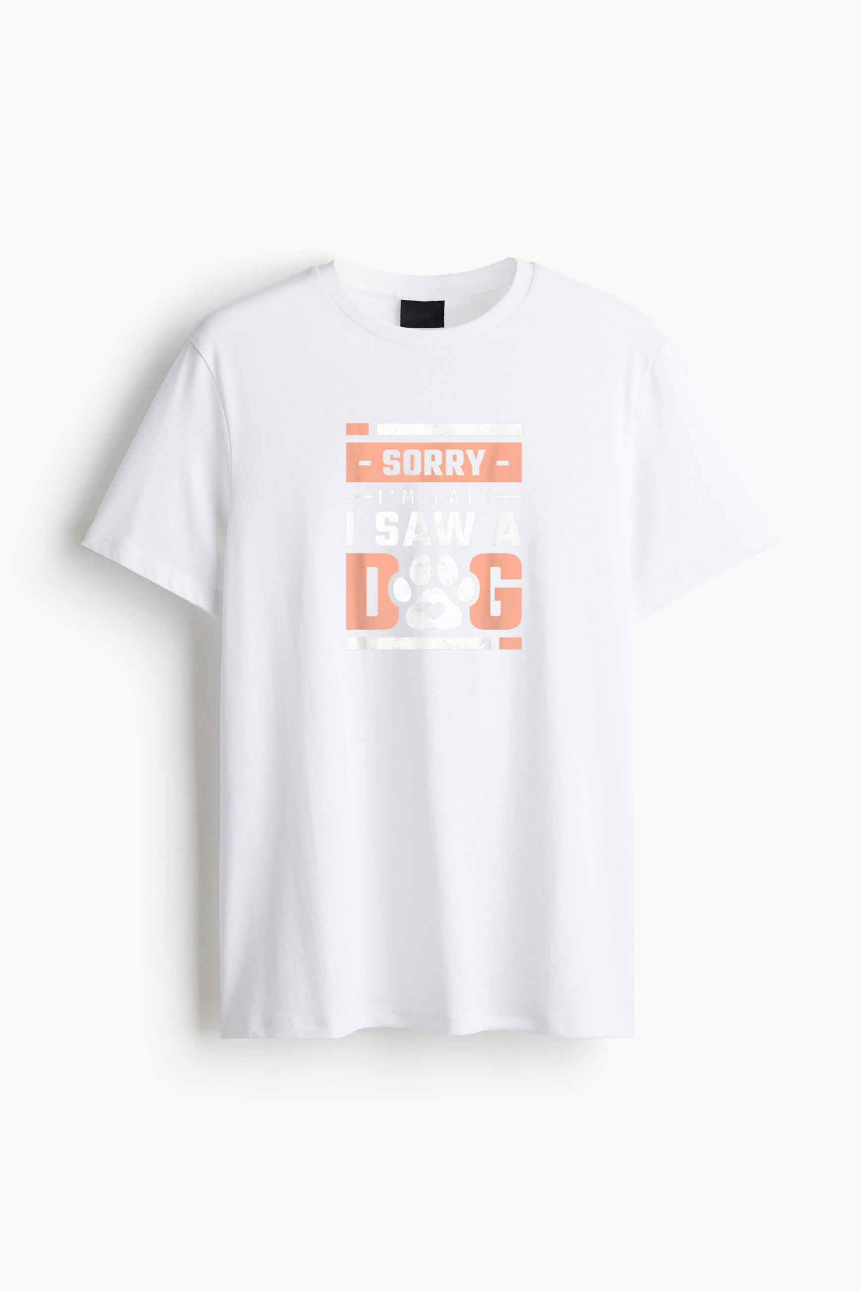 Sorry Im Late I Saw A Dog Classic Regular Fit T-Shirt - Image 2