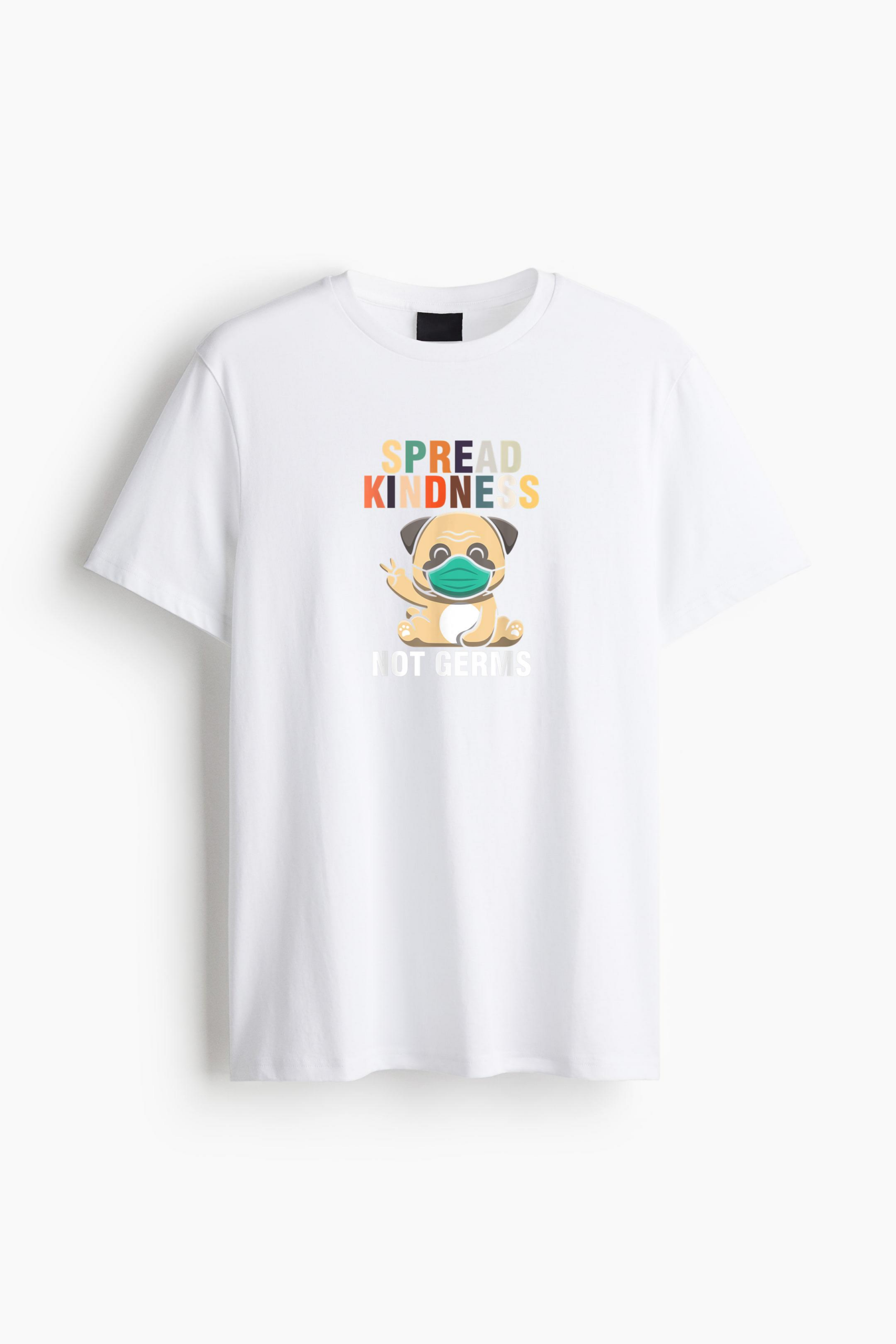Spread Kindness Not Germs Face Mask Pug Dog Classic Regular Fit T-Shirt - Image 2