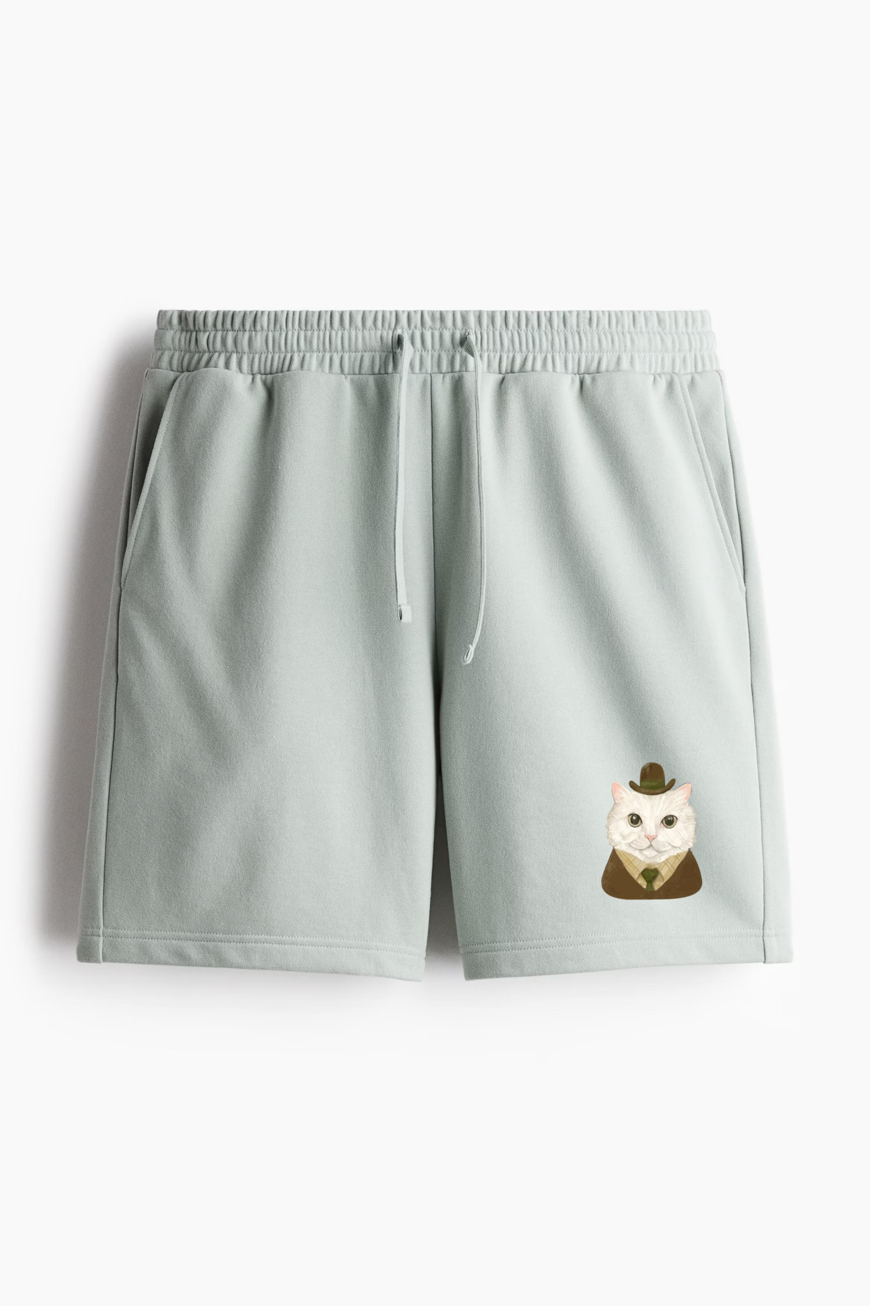 Suit Cat Character Watercolor Relaxed-Fit Shorts