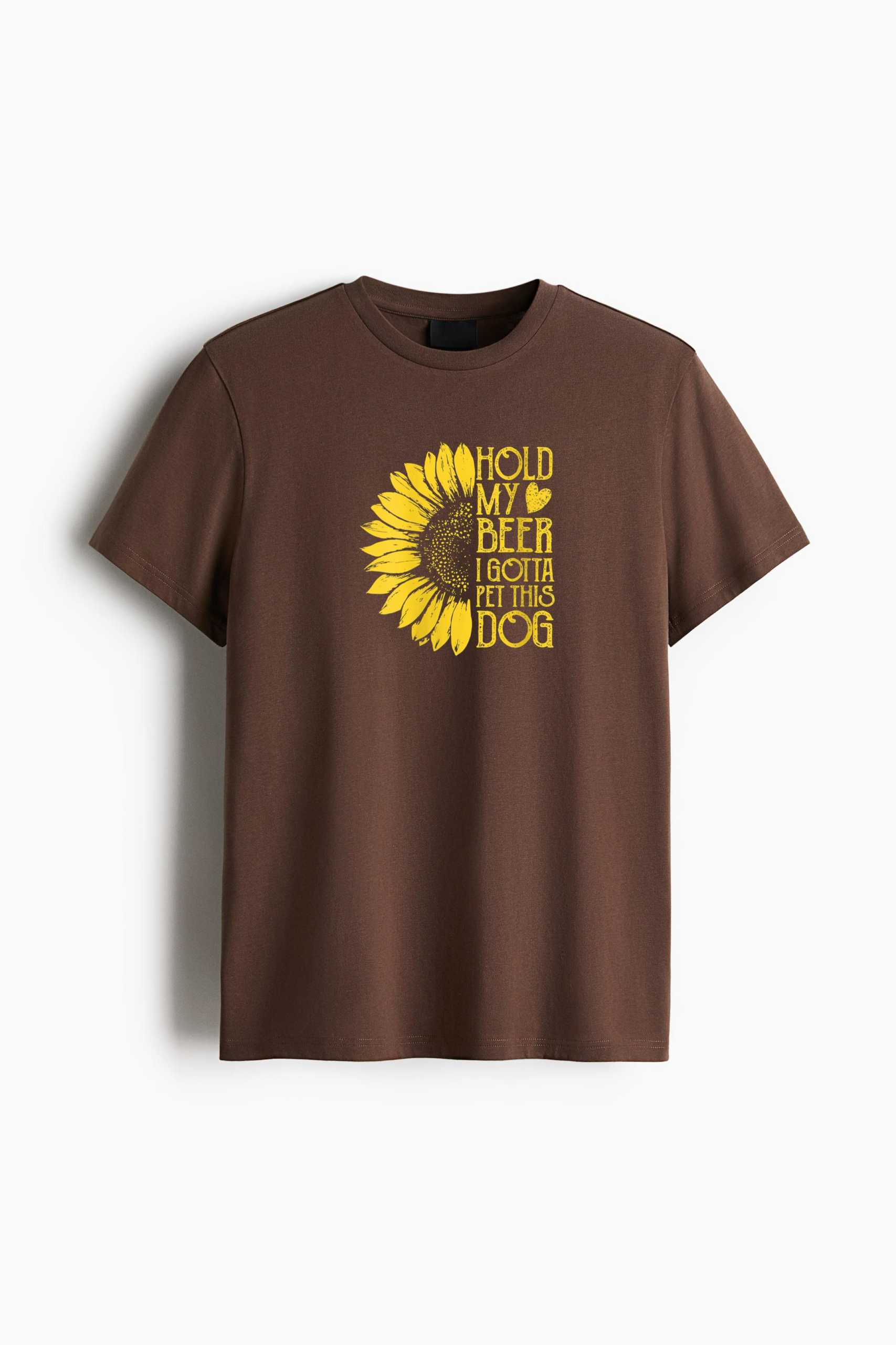 Sunflower Hold My Beer I Gotta Pet This Dog Classic Regular Fit T-Shirt - Image 4
