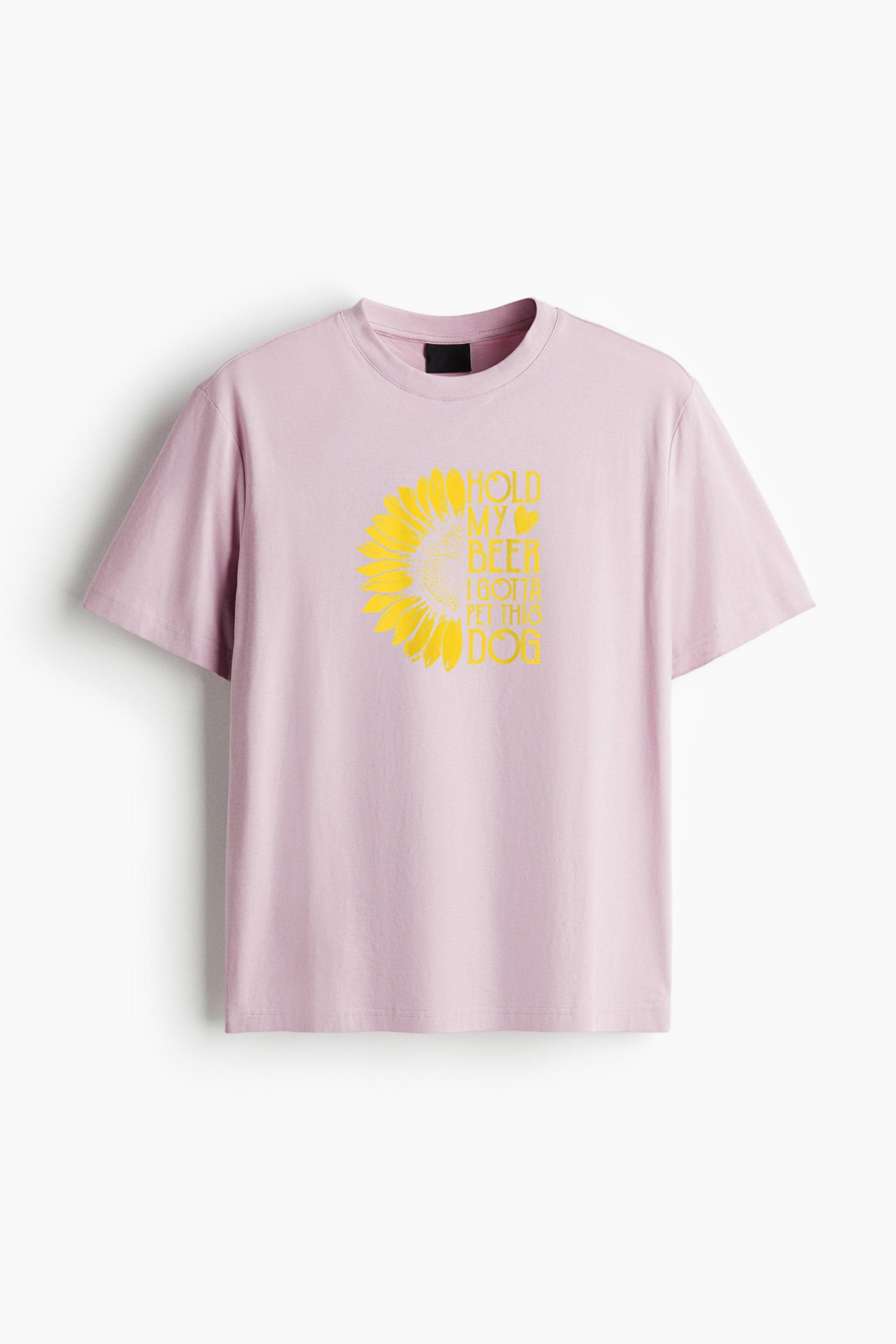 Sunflower Hold My Beer I Gotta Pet This Dog Classic Regular Fit T-Shirt - Image 3