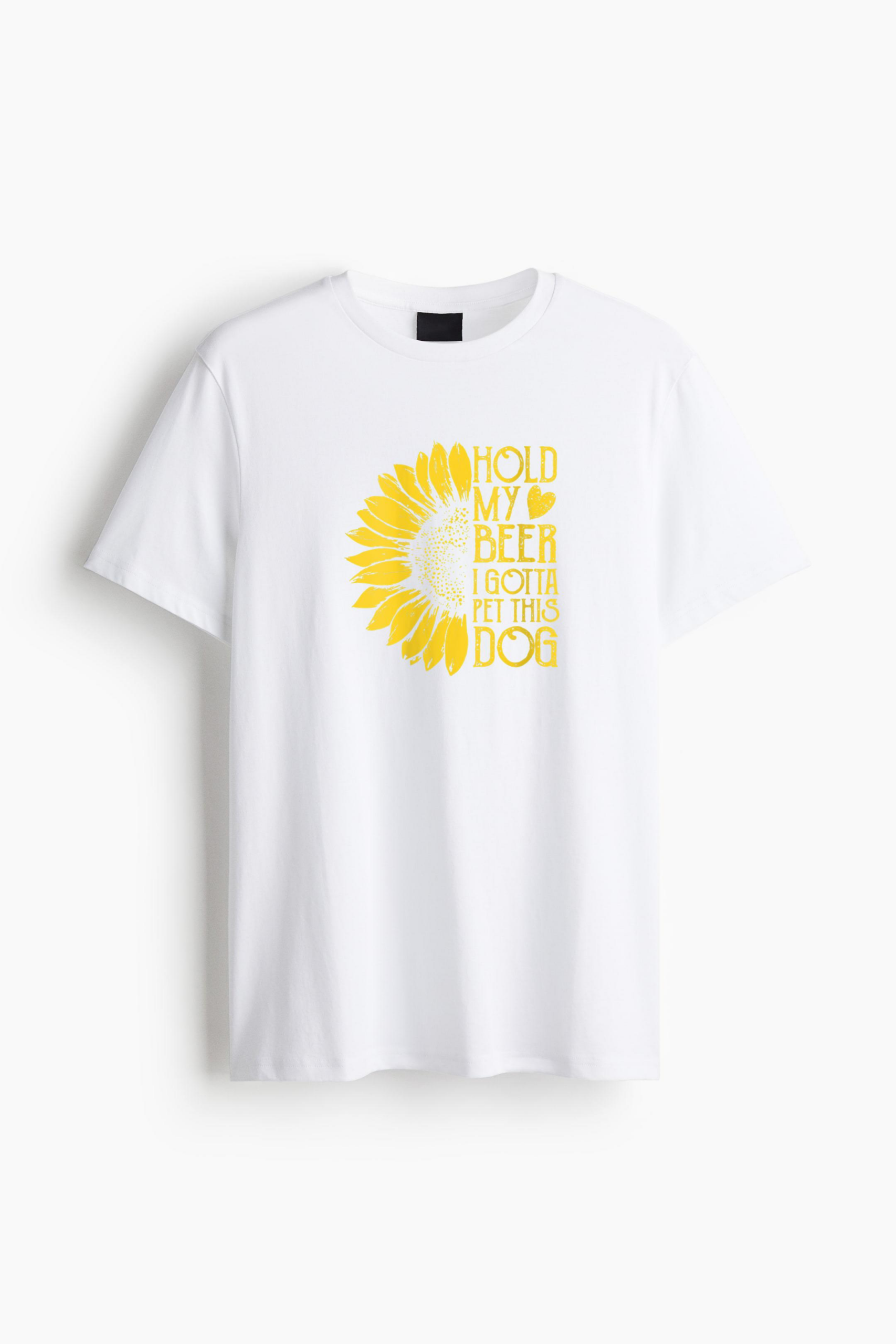 Sunflower Hold My Beer I Gotta Pet This Dog Classic Regular Fit T-Shirt - Image 2