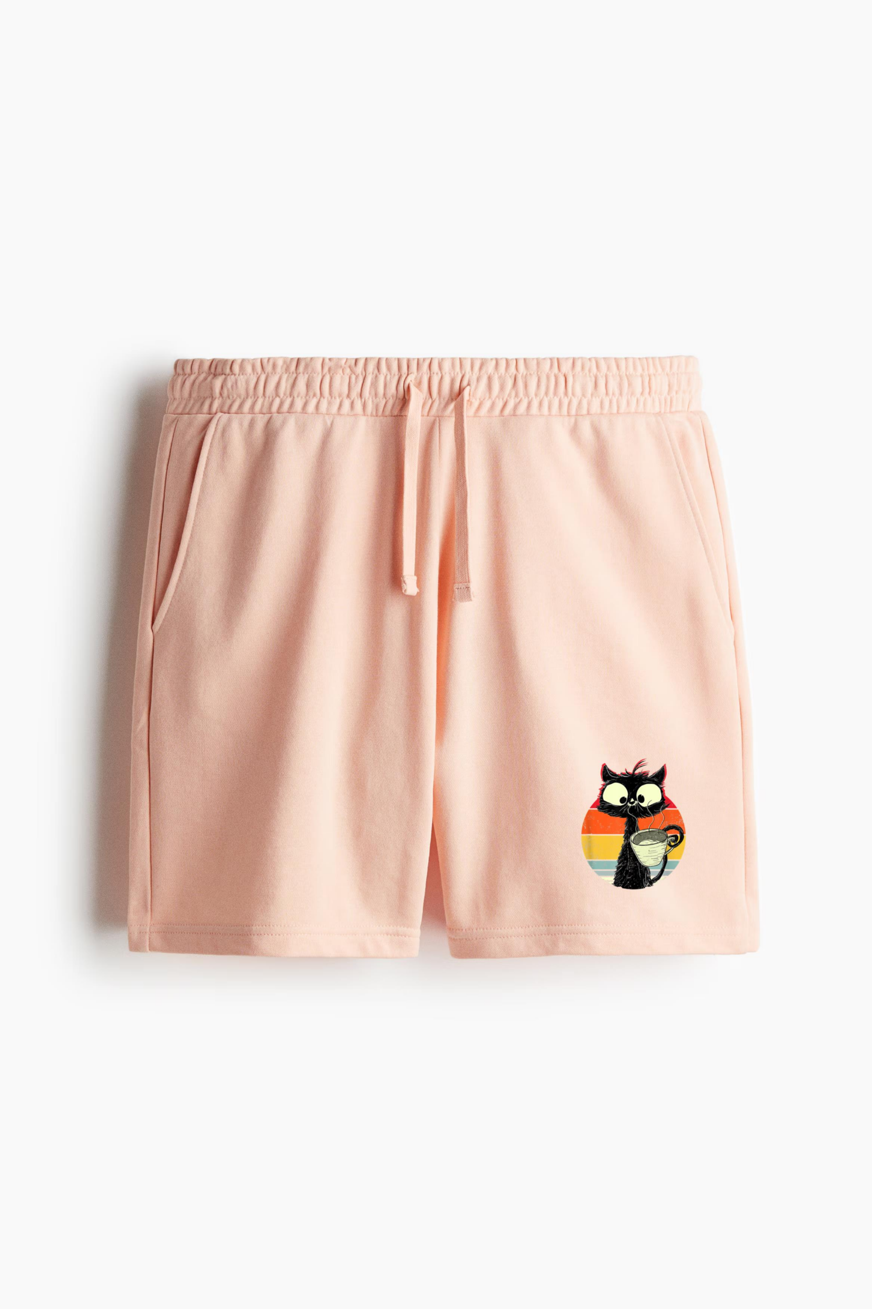 Vintage Black Cat Retro Coffee Relaxed-Fit Shorts - Image 3