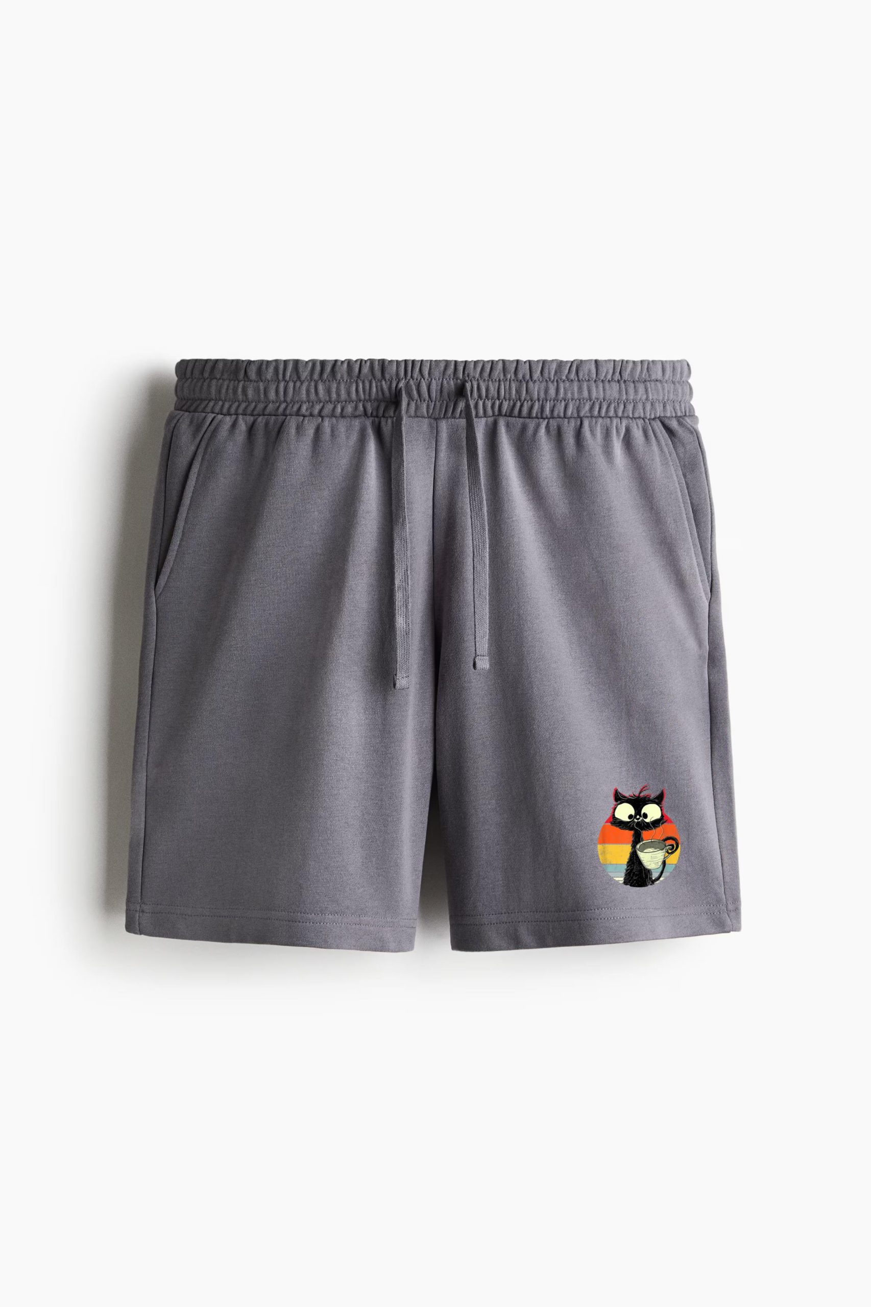 Vintage Black Cat Retro Coffee Relaxed-Fit Shorts - Image 4