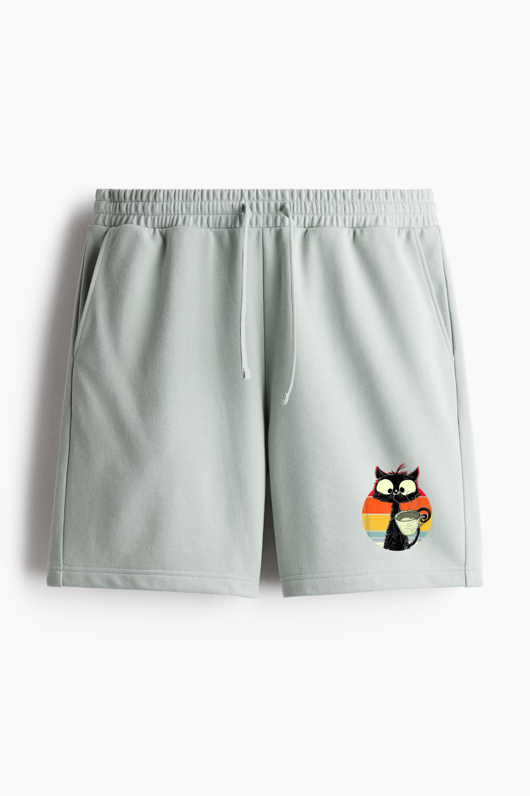Vintage Black Cat  Retro Coffee Relaxed-Fit Shorts