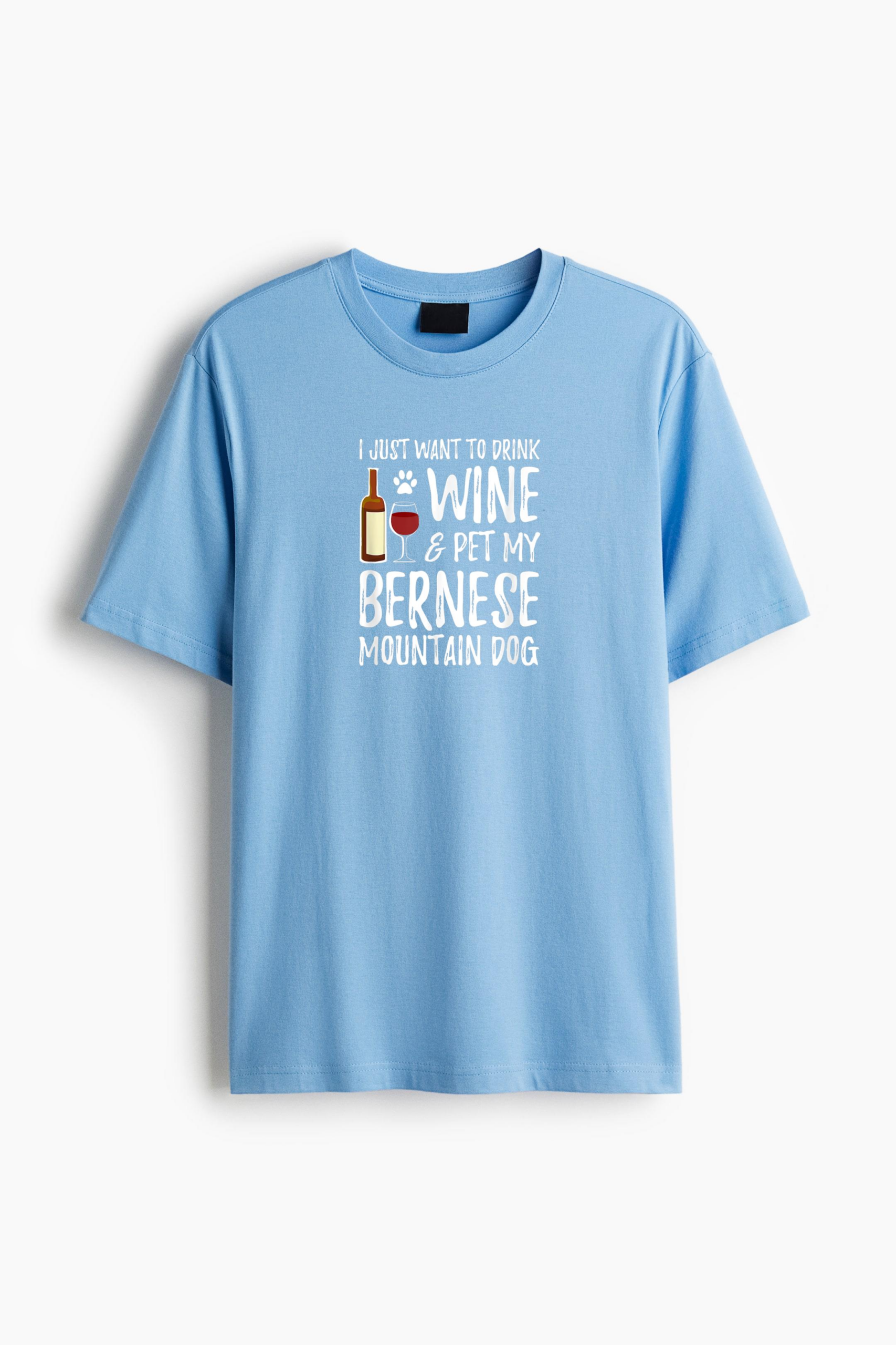 Wine And Bernese Mountain Dog Classic Regular Fit T-Shirt